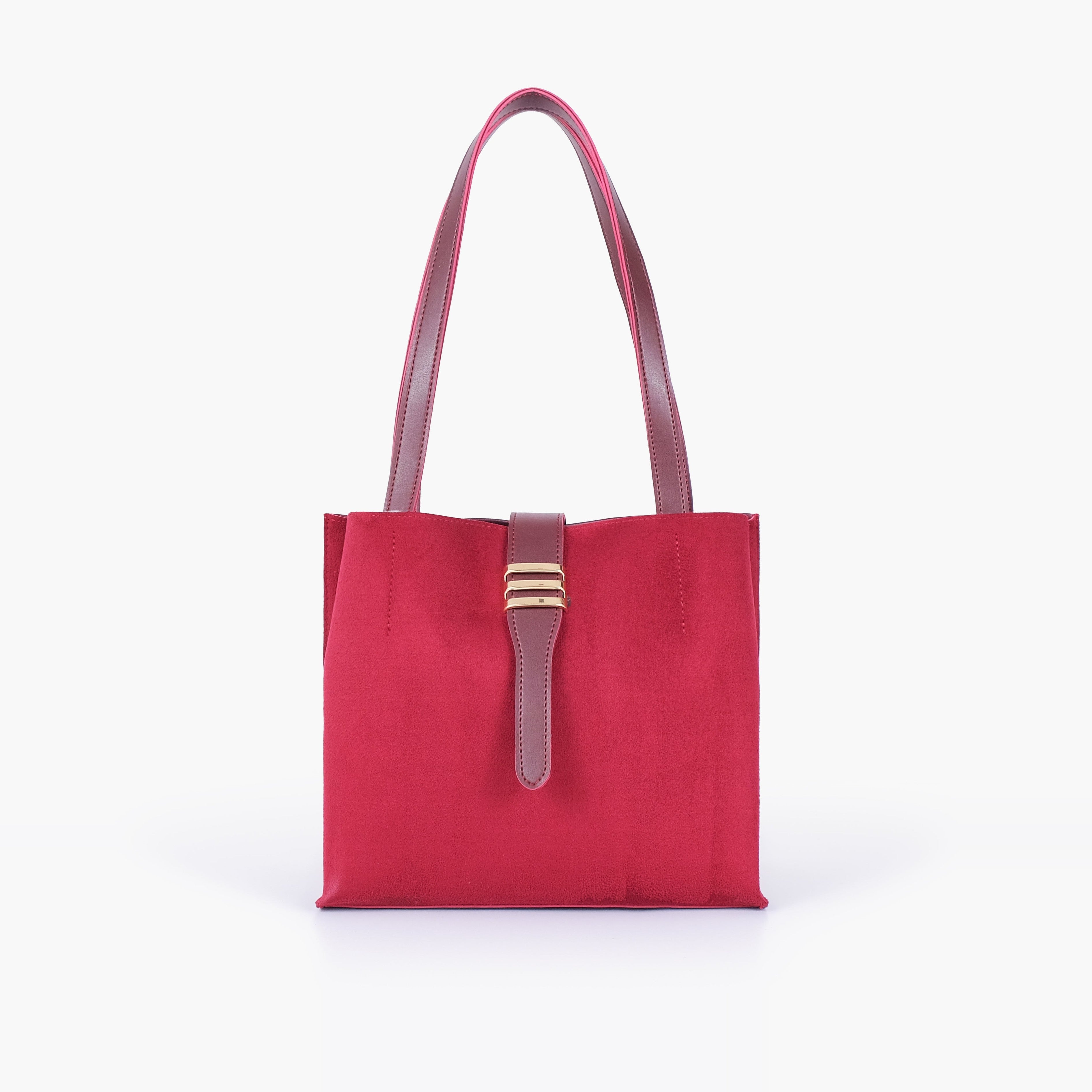 Burgundy suede mini tote bag