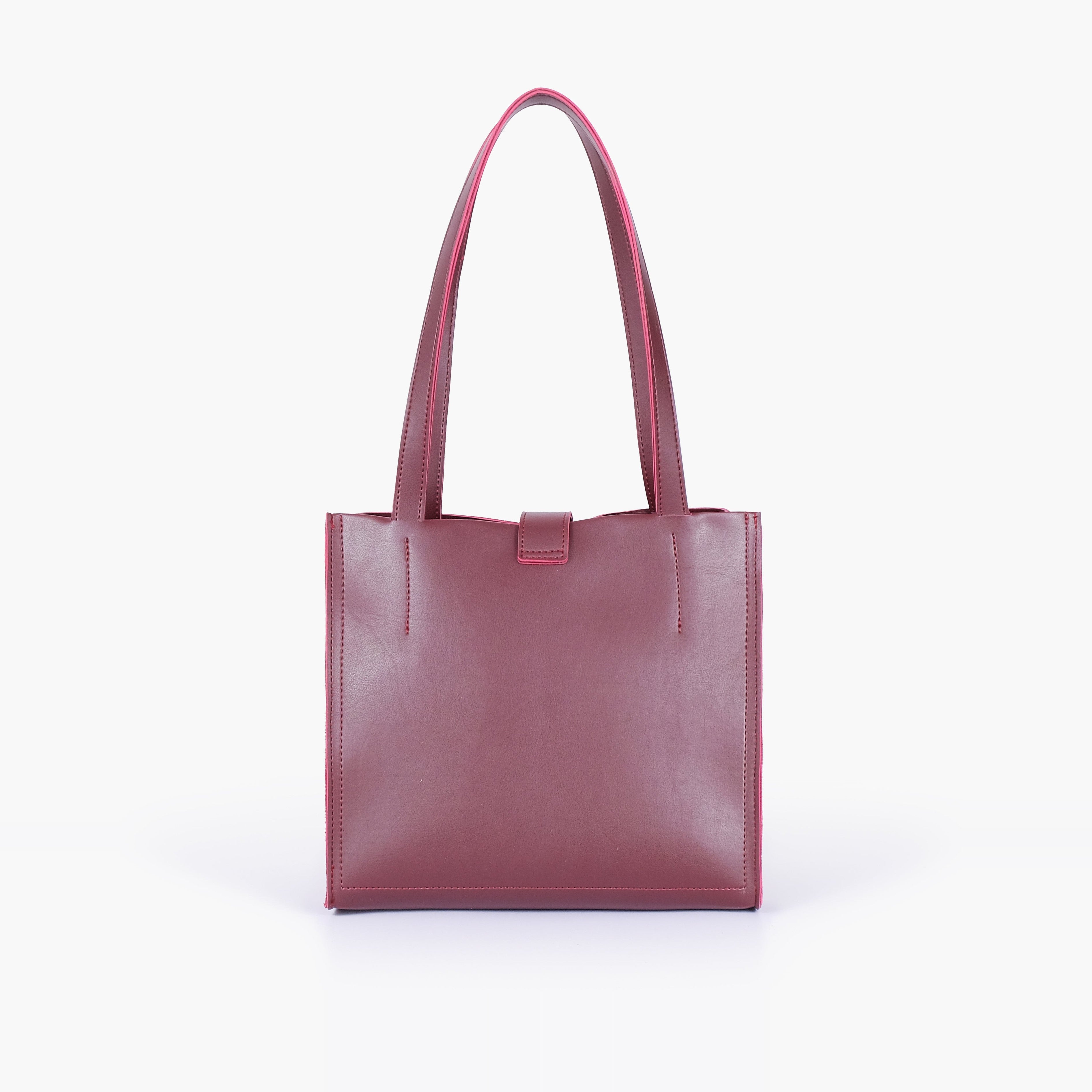 Burgundy suede mini tote bag