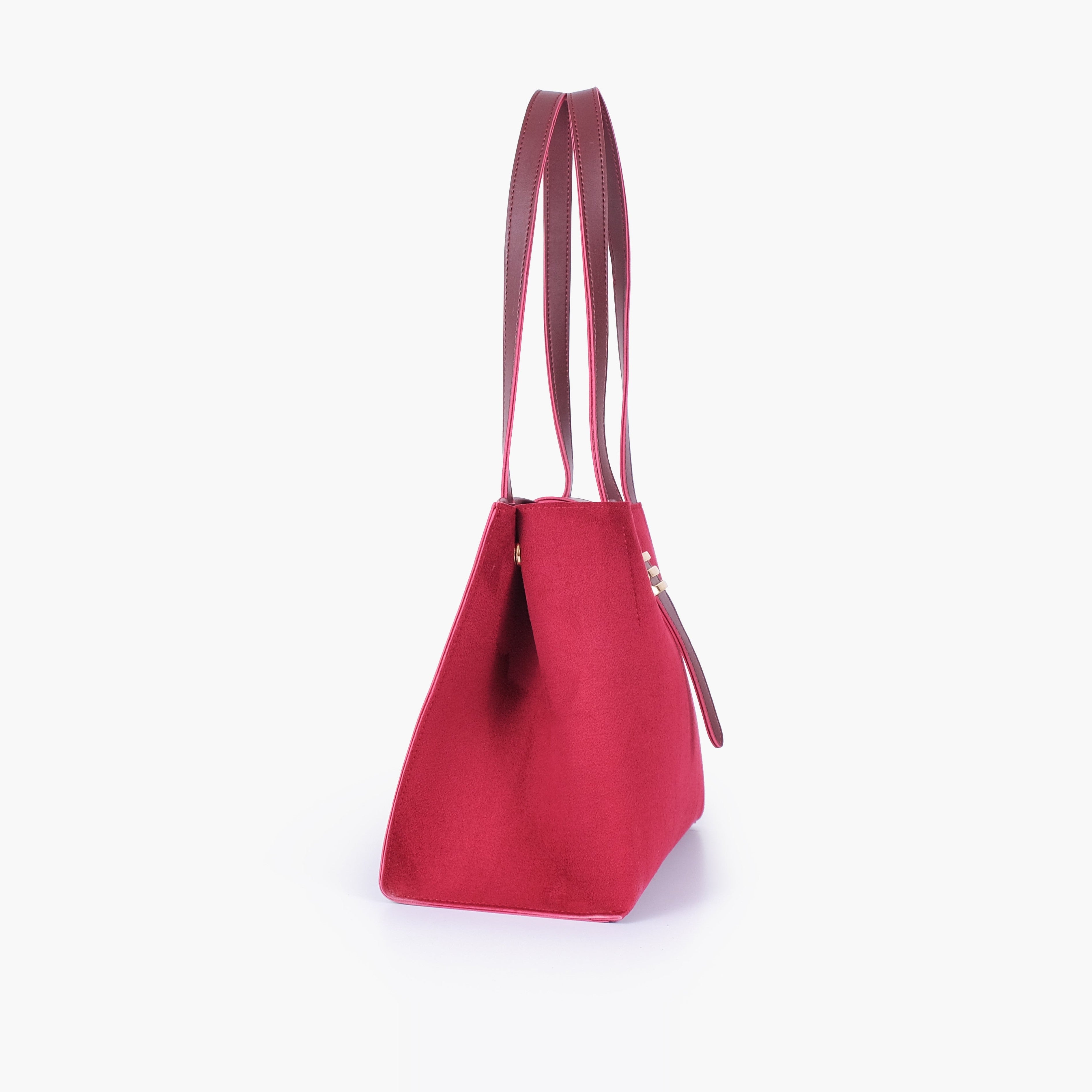 Burgundy suede mini tote bag