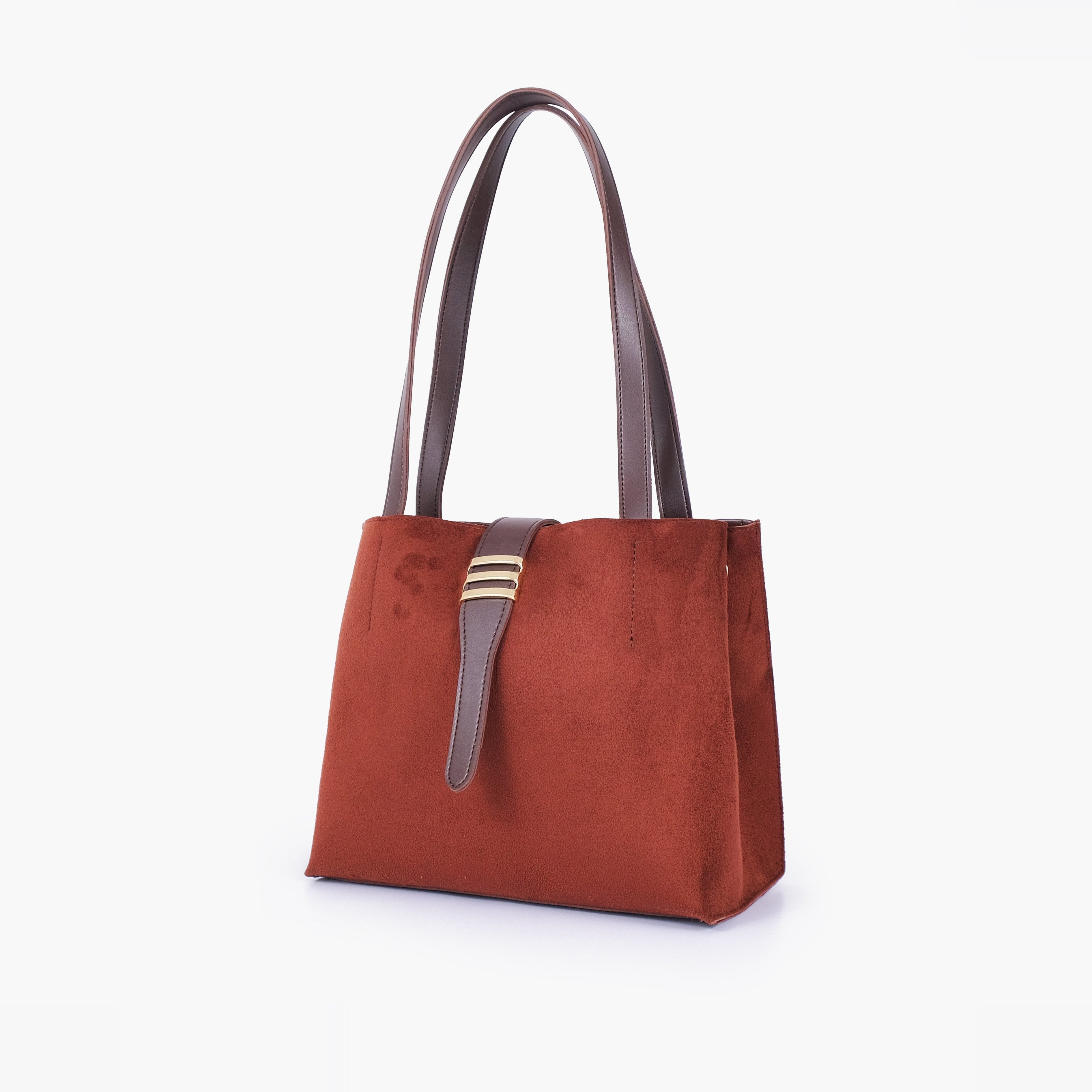 Dark brown suede mini tote bag