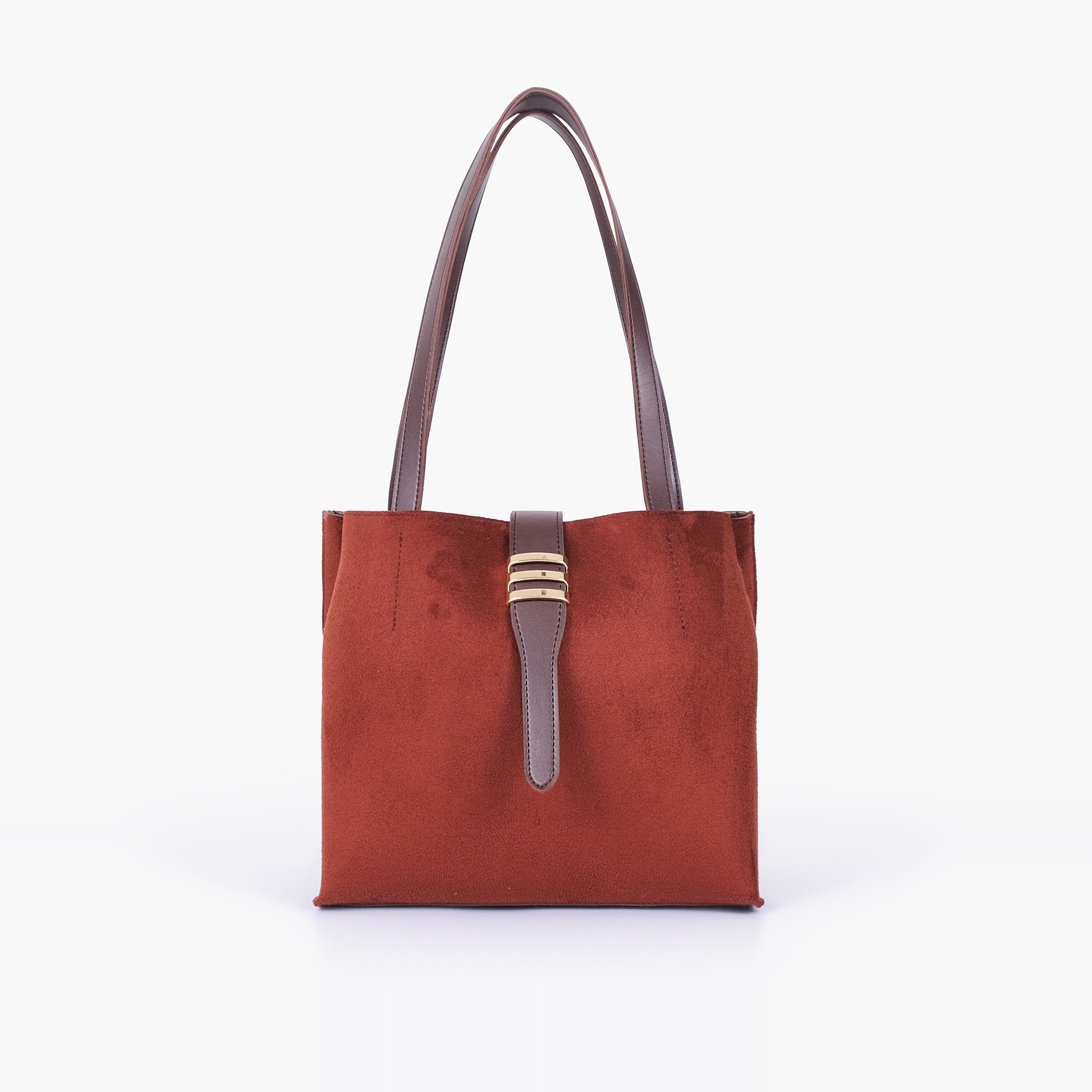 Dark brown suede mini tote bag