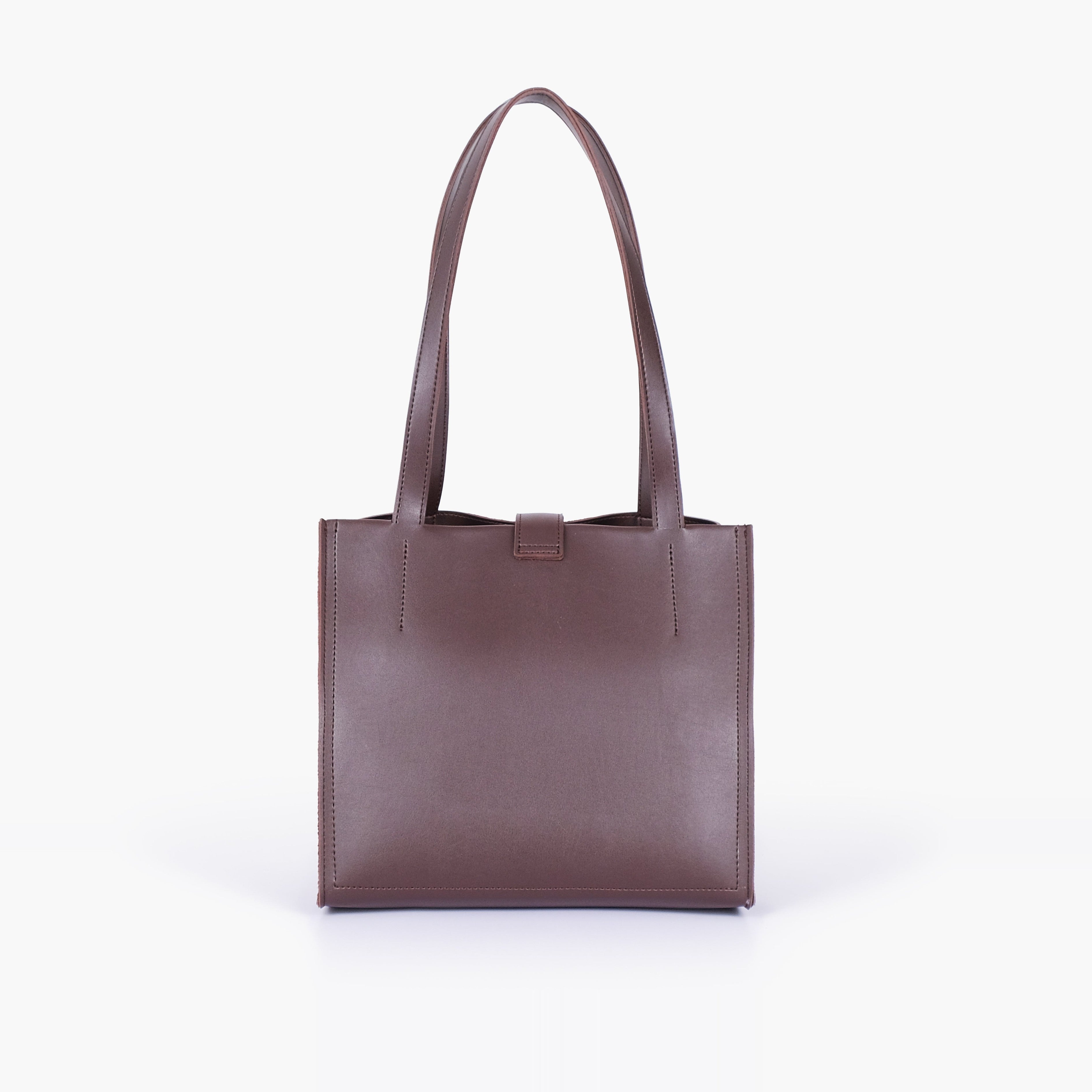 Dark brown suede mini tote bag