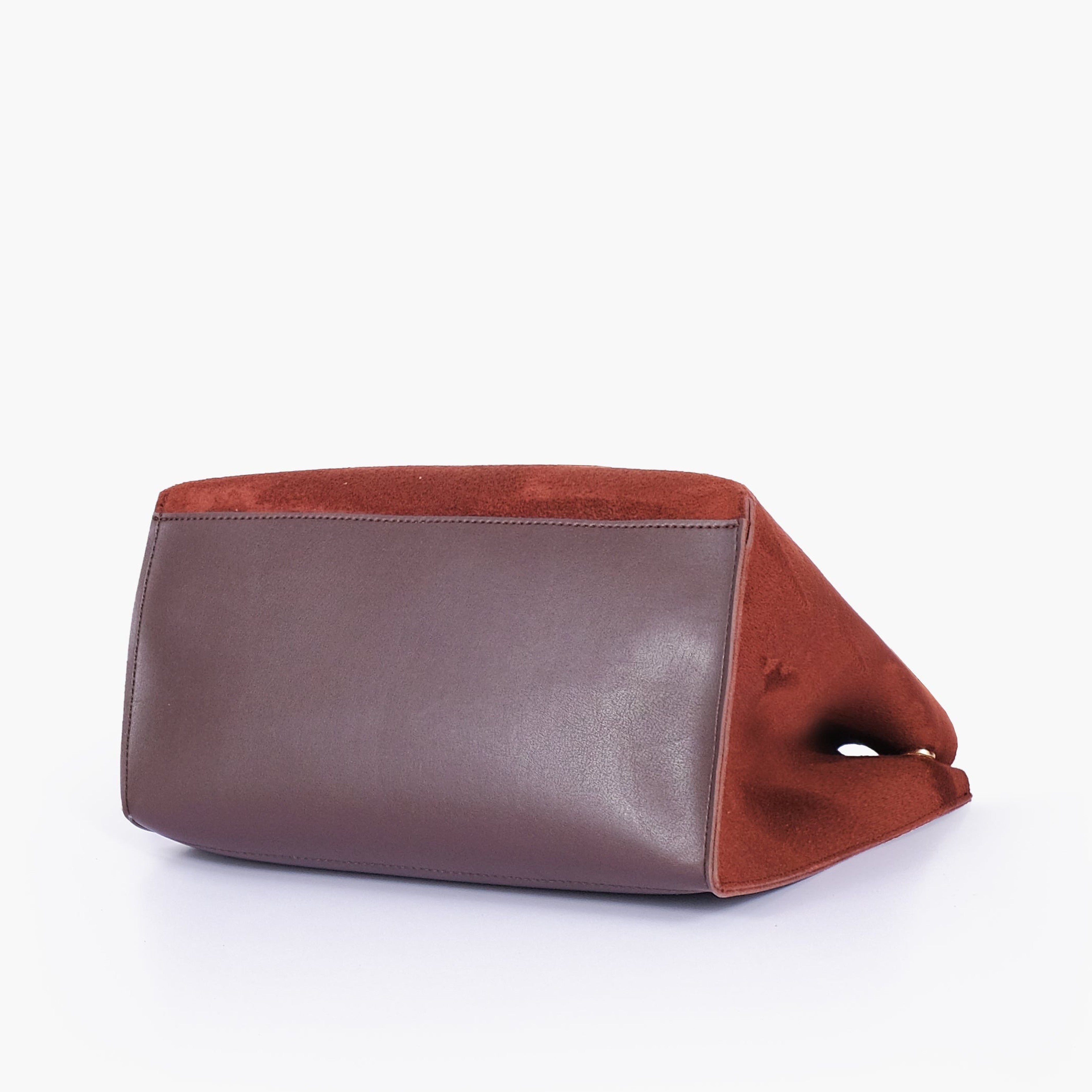 Dark brown suede mini tote bag