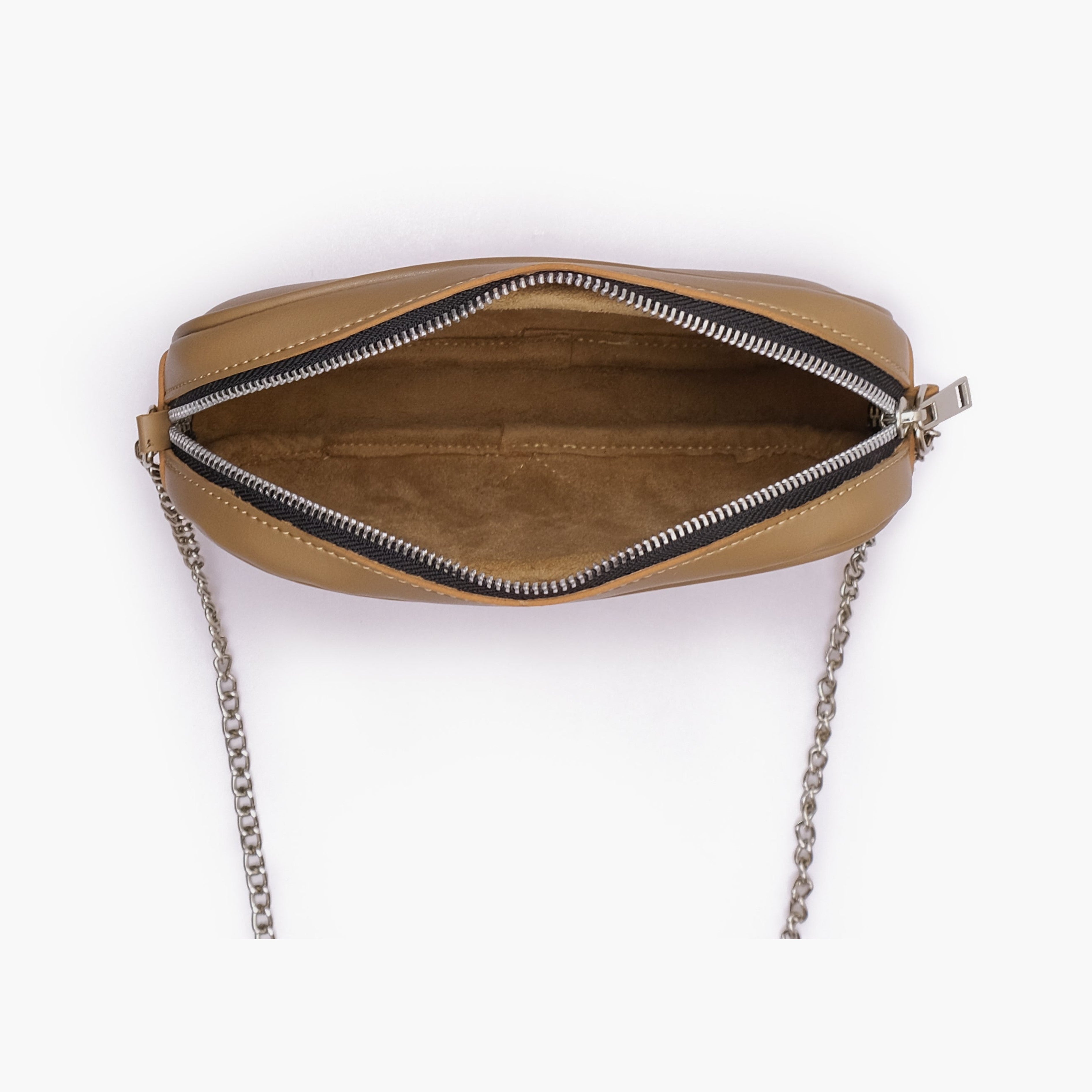 Coffee mini quilted crossbody bag