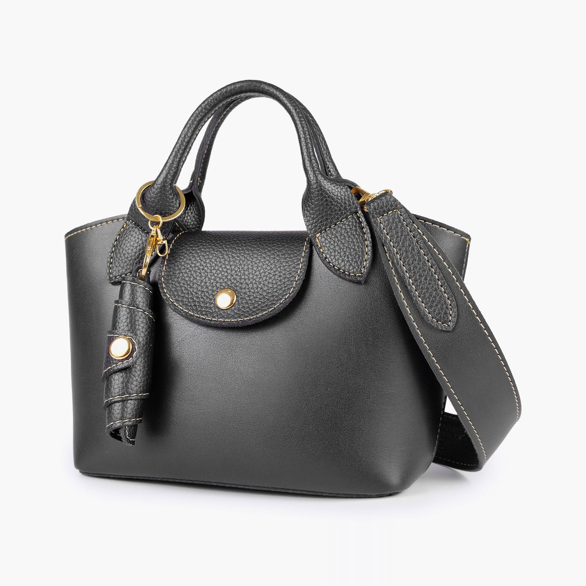 Black mini top-handle tote bag