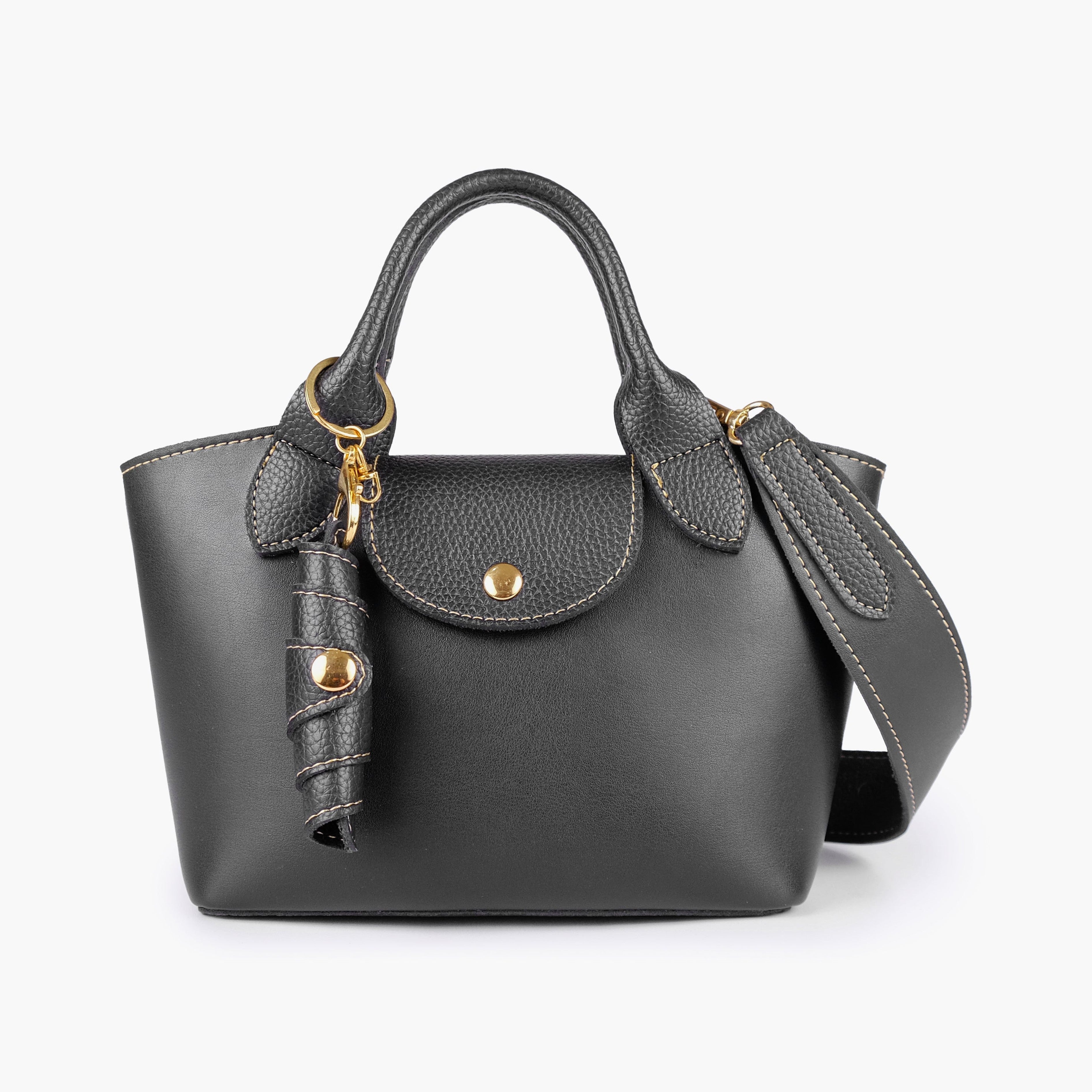 Black mini top-handle tote bag