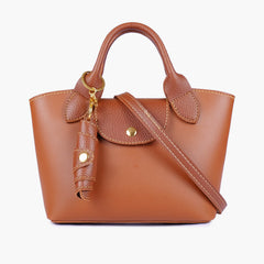 Horse brown mini top-handle tote bag