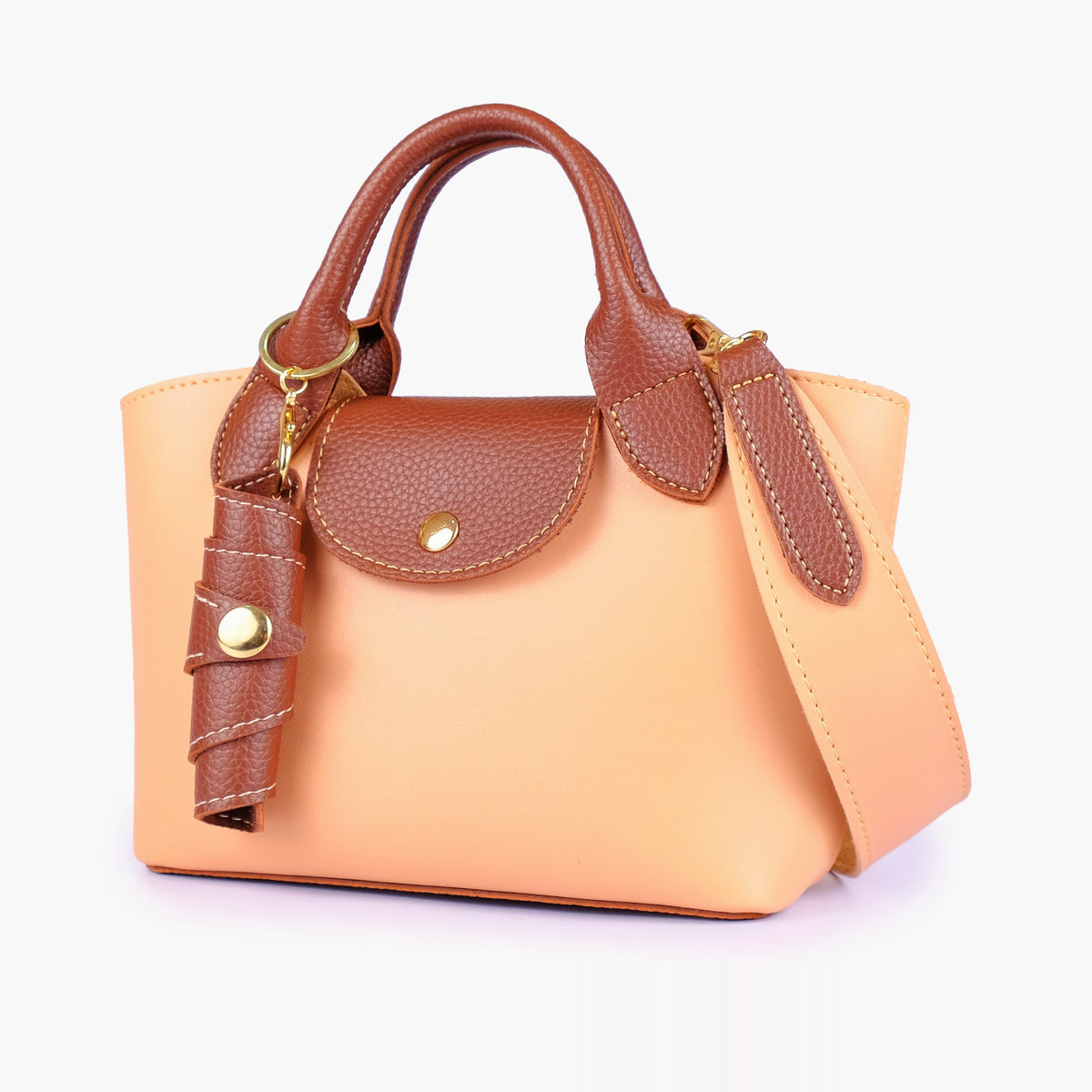 Peach mini top-handle tote bag