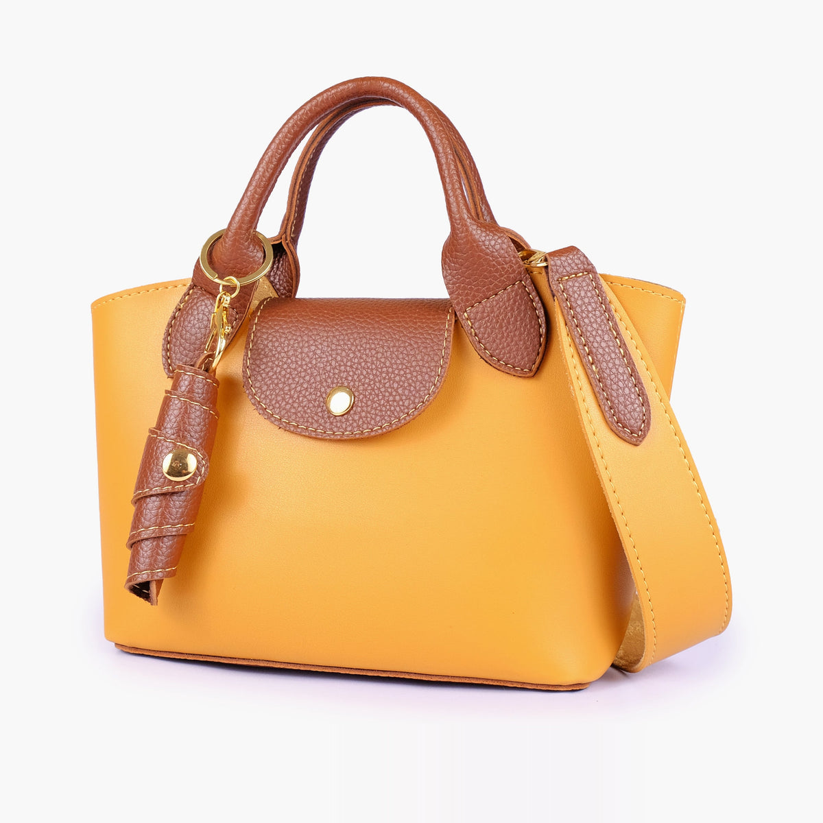 Mustard mini top-handle tote bag