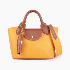 Mustard mini top-handle tote bag