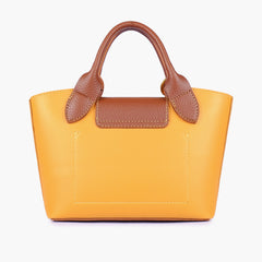 Mustard mini top-handle tote bag