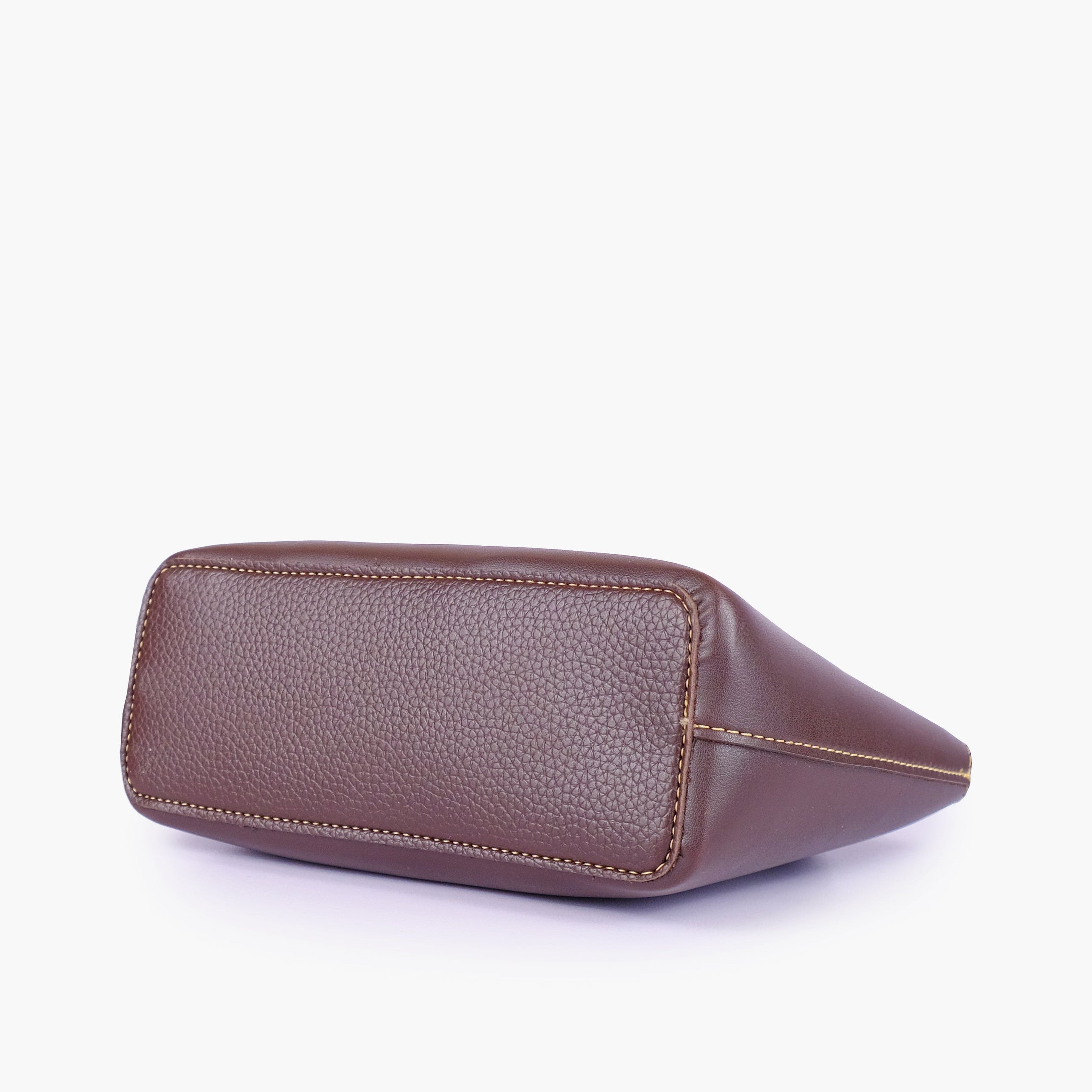 Dark brown mini top-handle tote bag