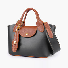 Black and brown mini top-handle tote bag