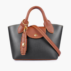 Black and brown mini top-handle tote bag