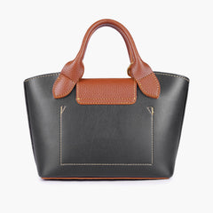 Black and brown mini top-handle tote bag