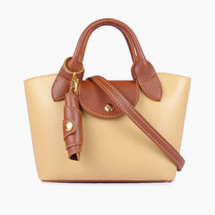 Off-white and brown mini top-handle tote bag