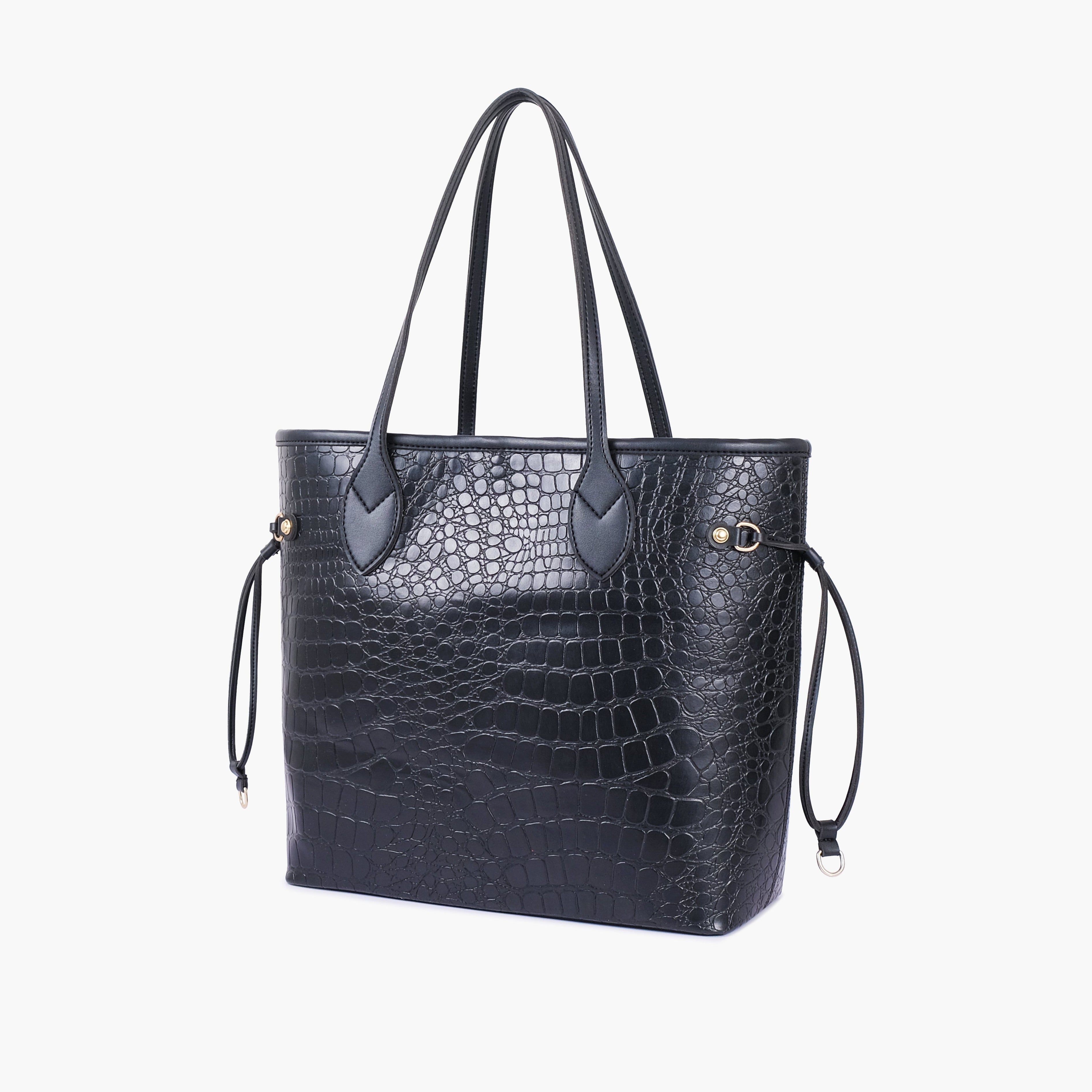 Black crocodile neverfull tote bag