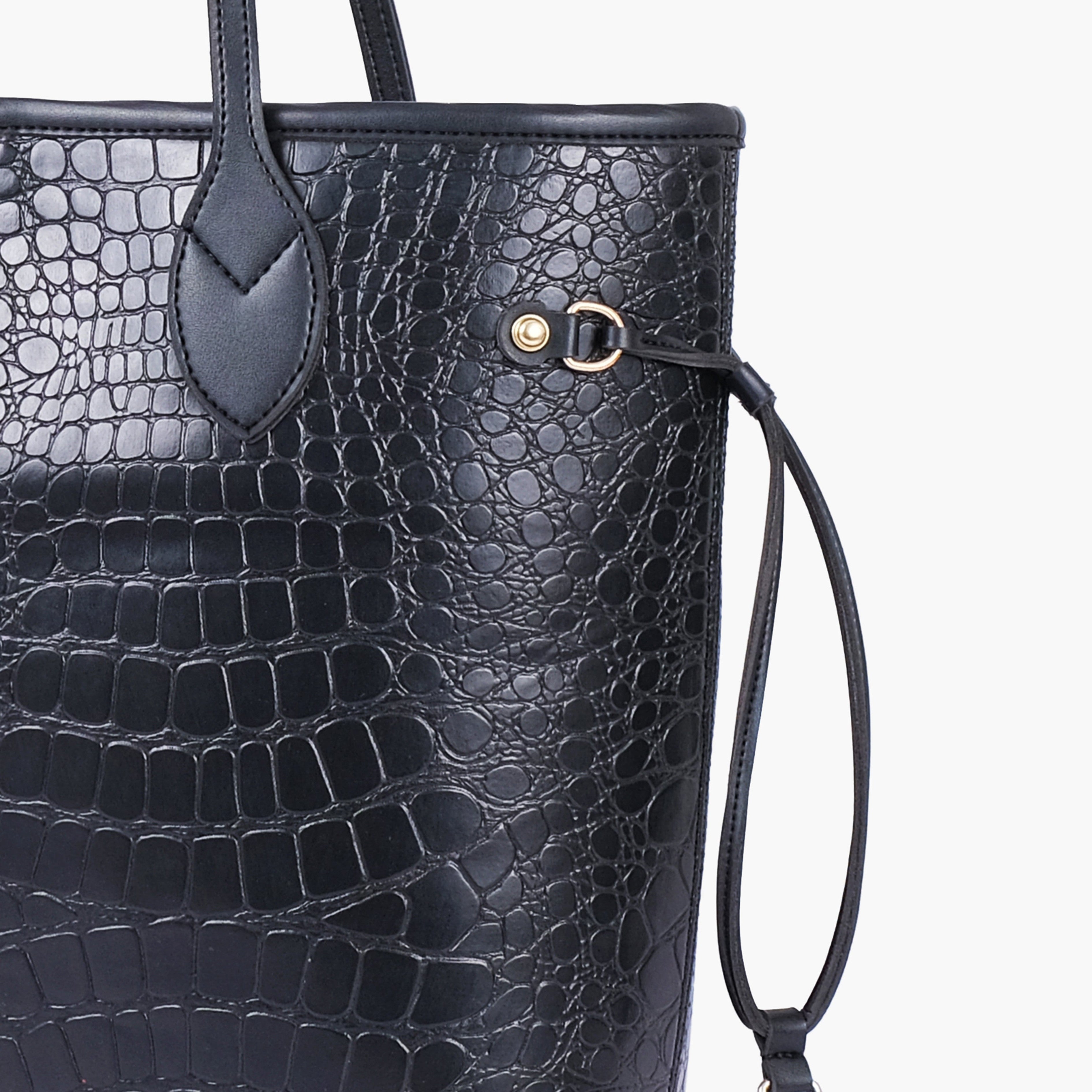 Black crocodile neverfull tote bag