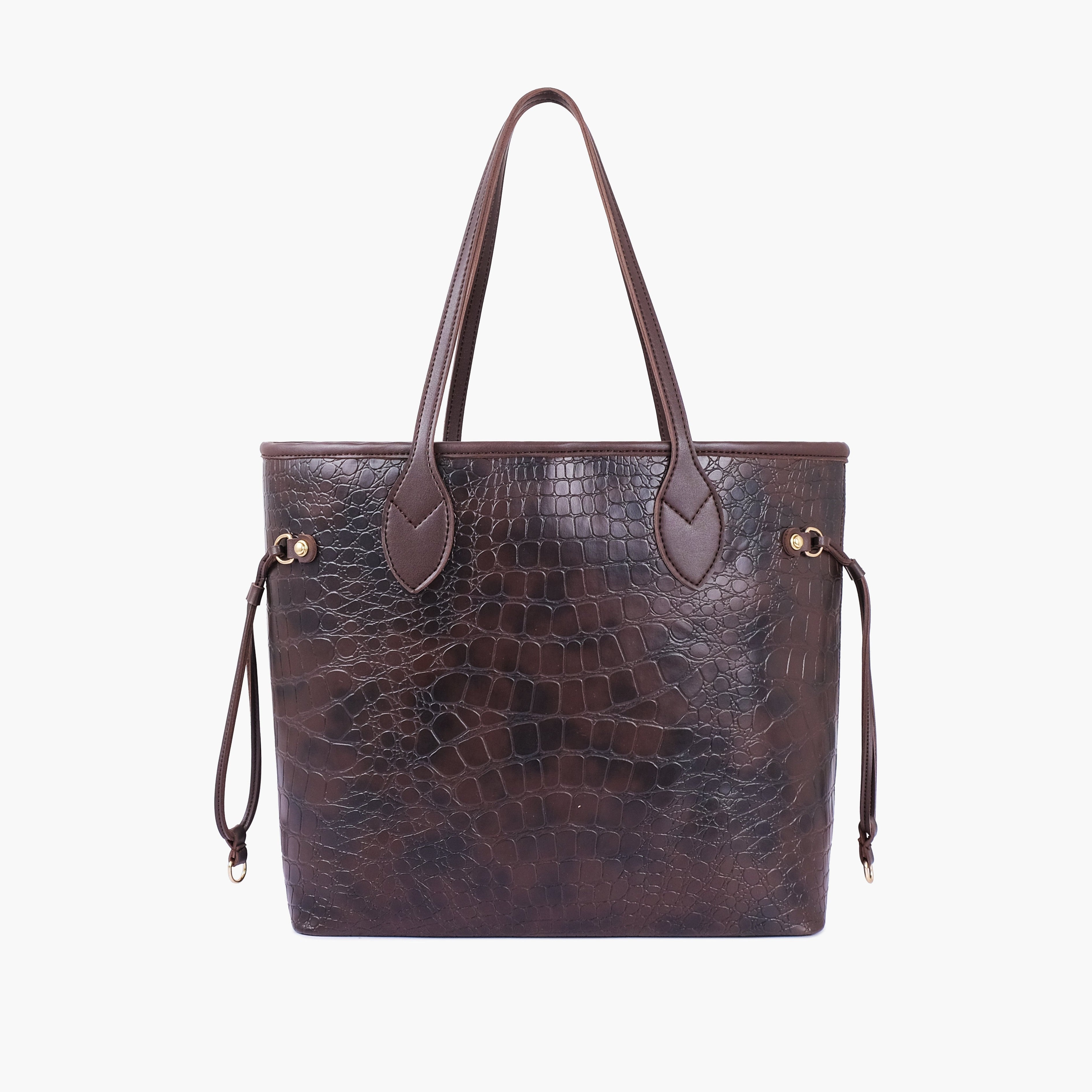 Dark brown crocodile neverfull tote bag