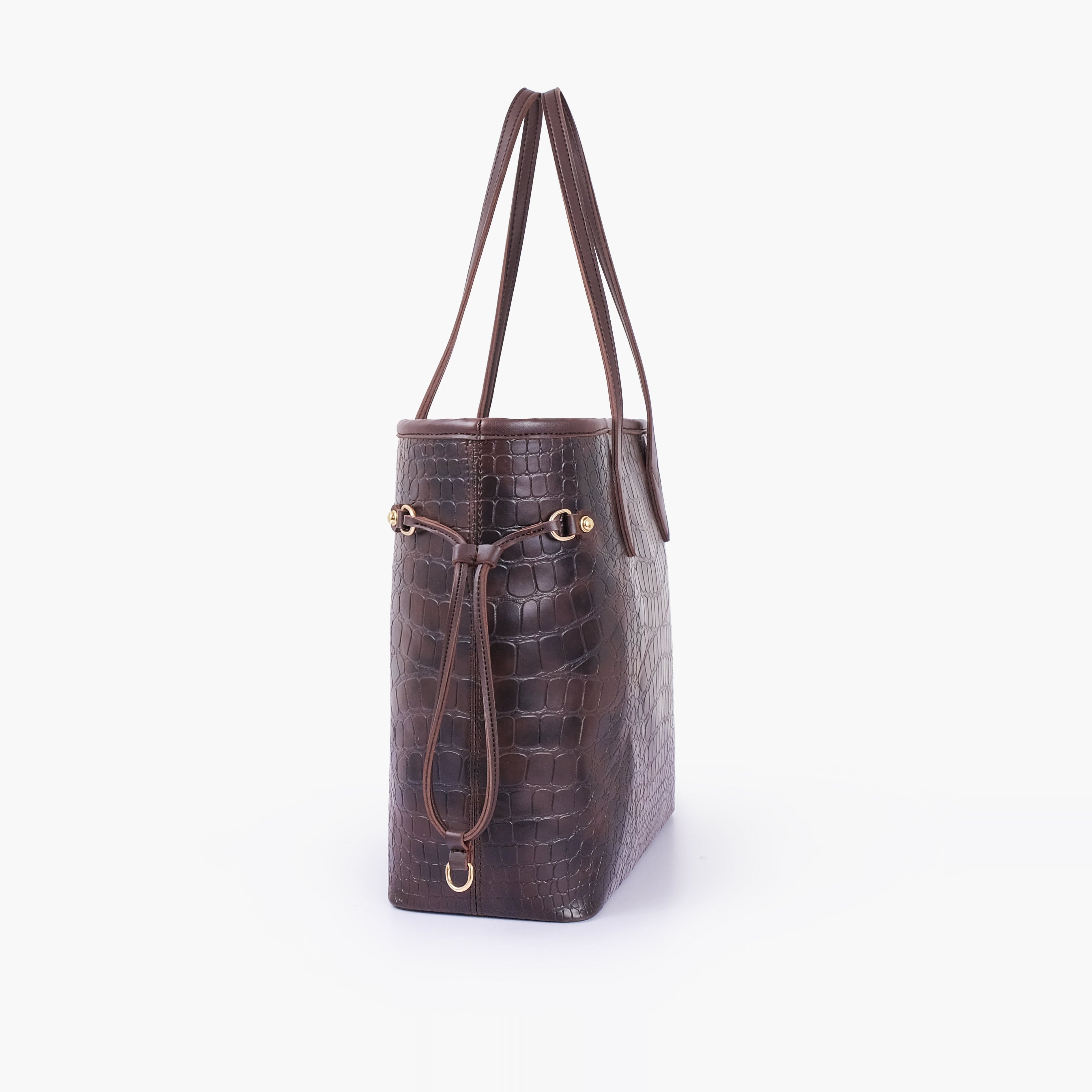 Dark brown crocodile neverfull tote bag