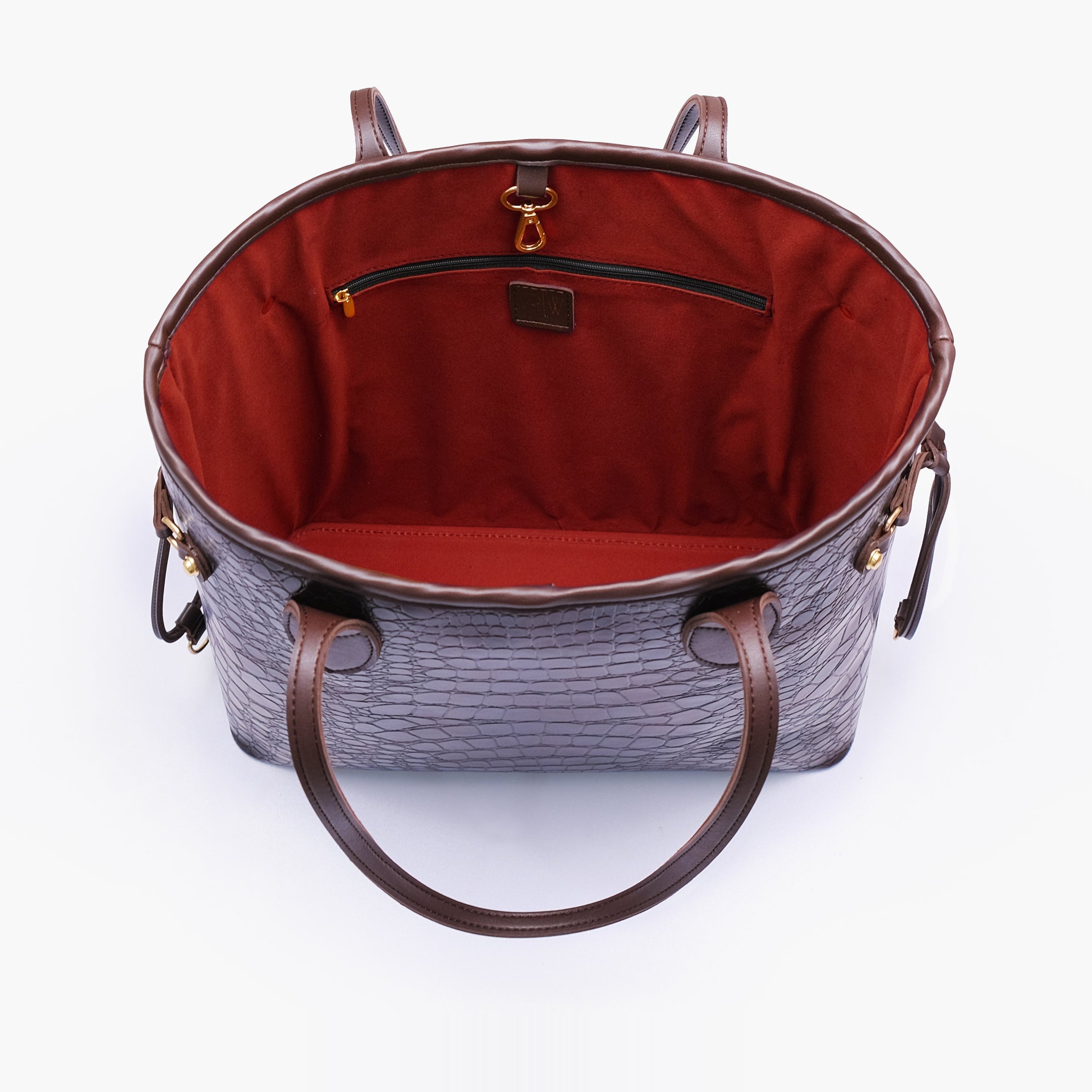 Dark brown crocodile neverfull tote bag