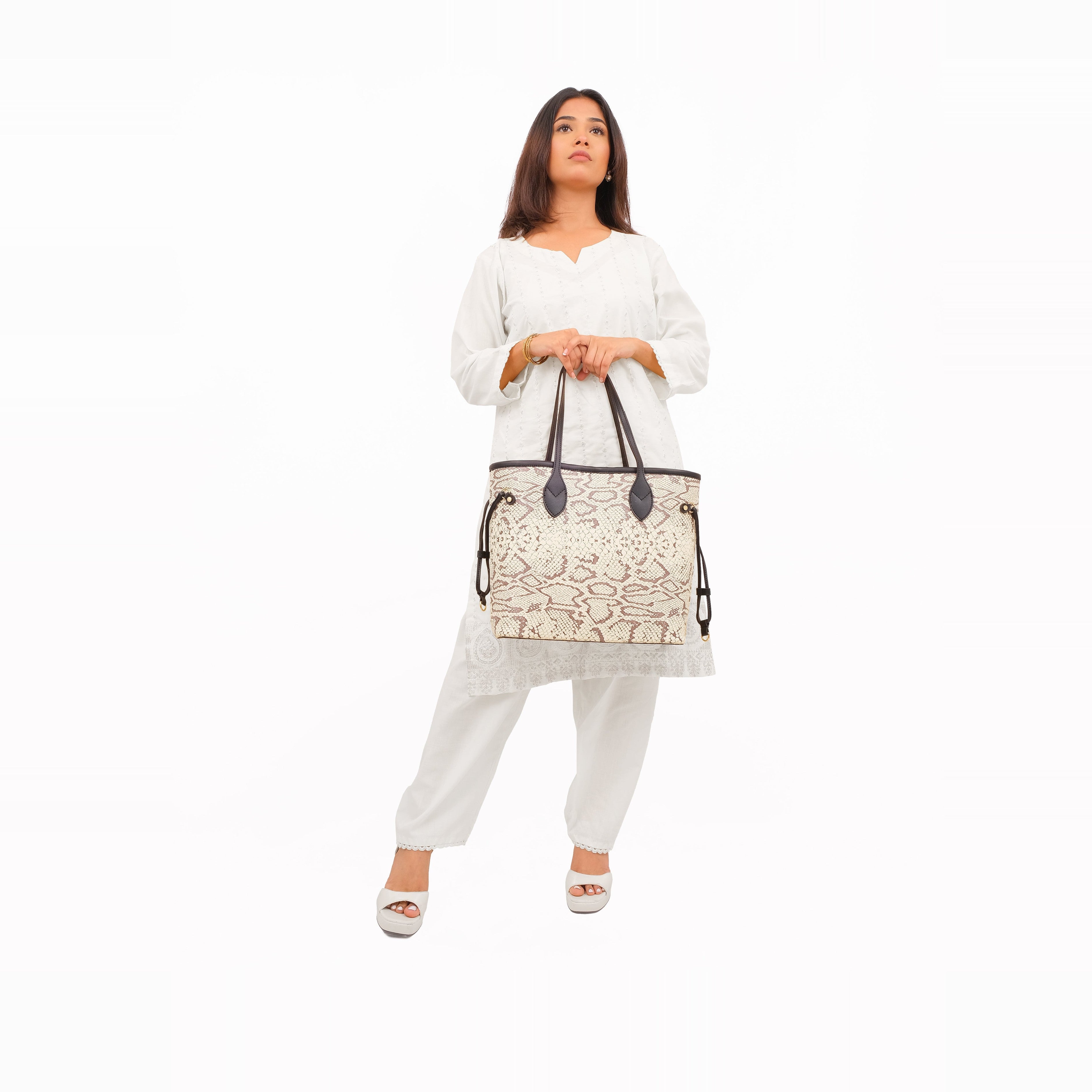 Black and white snake neverfull tote bag