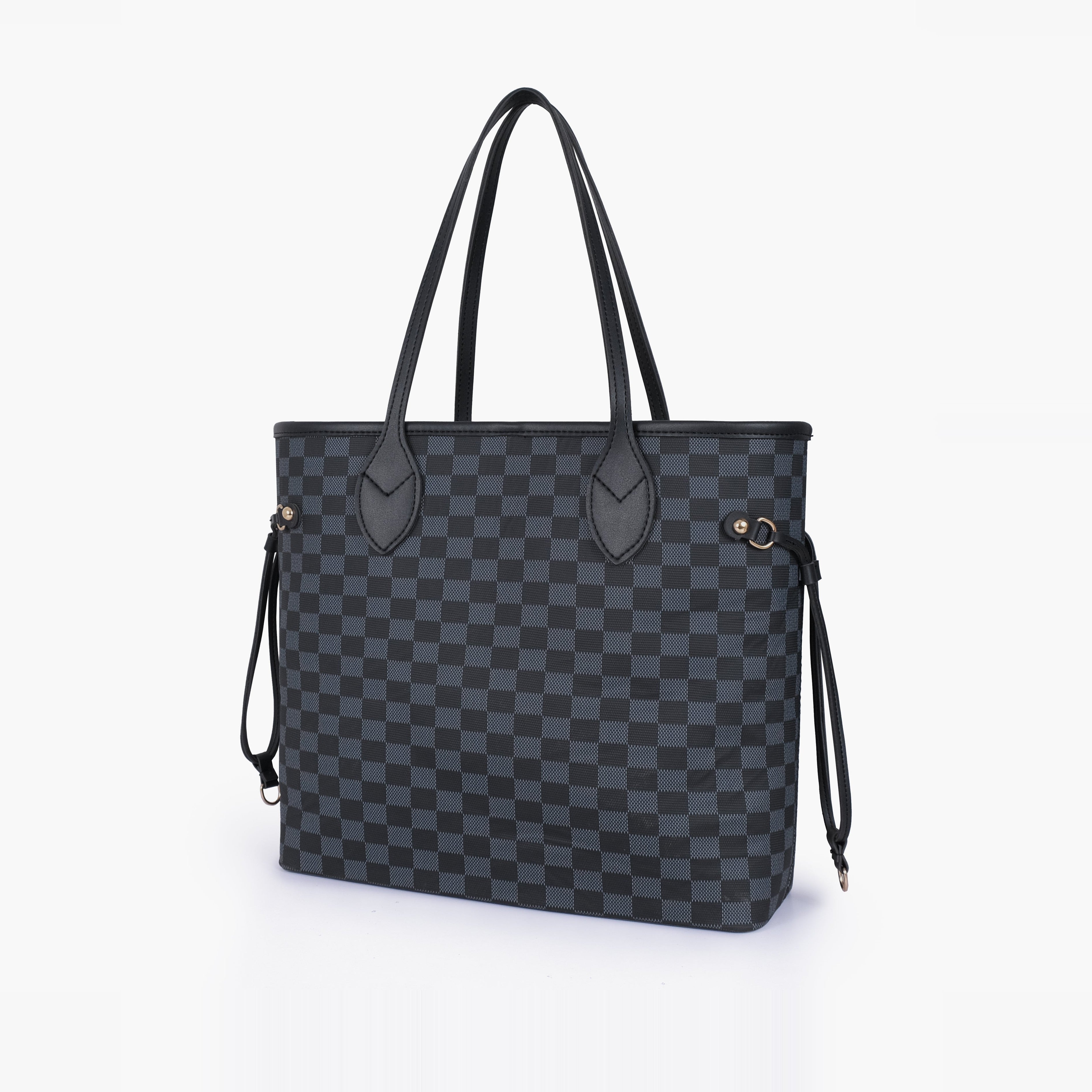 Black checkered neverfull tote bag