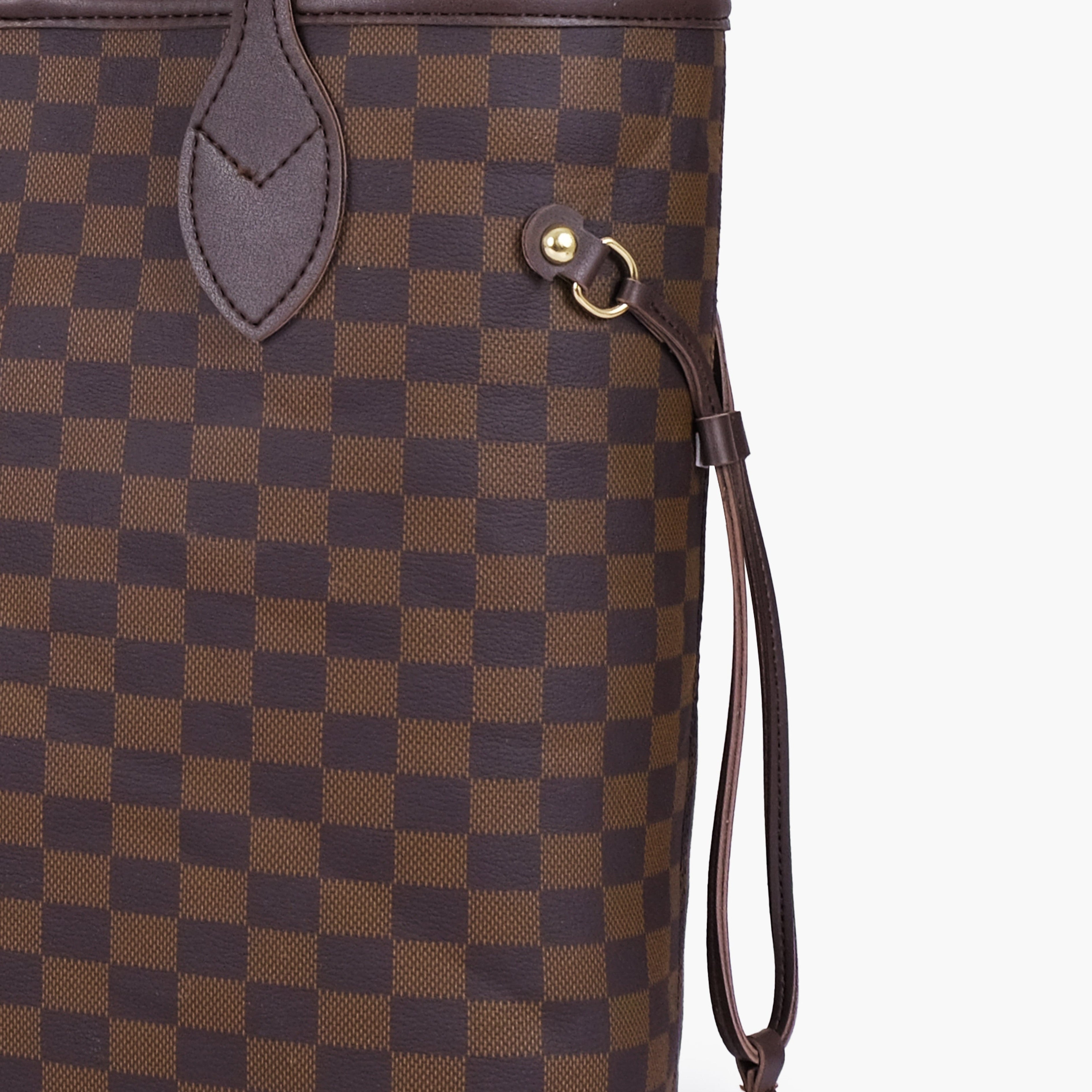 Dark brown checkered neverfull tote bag