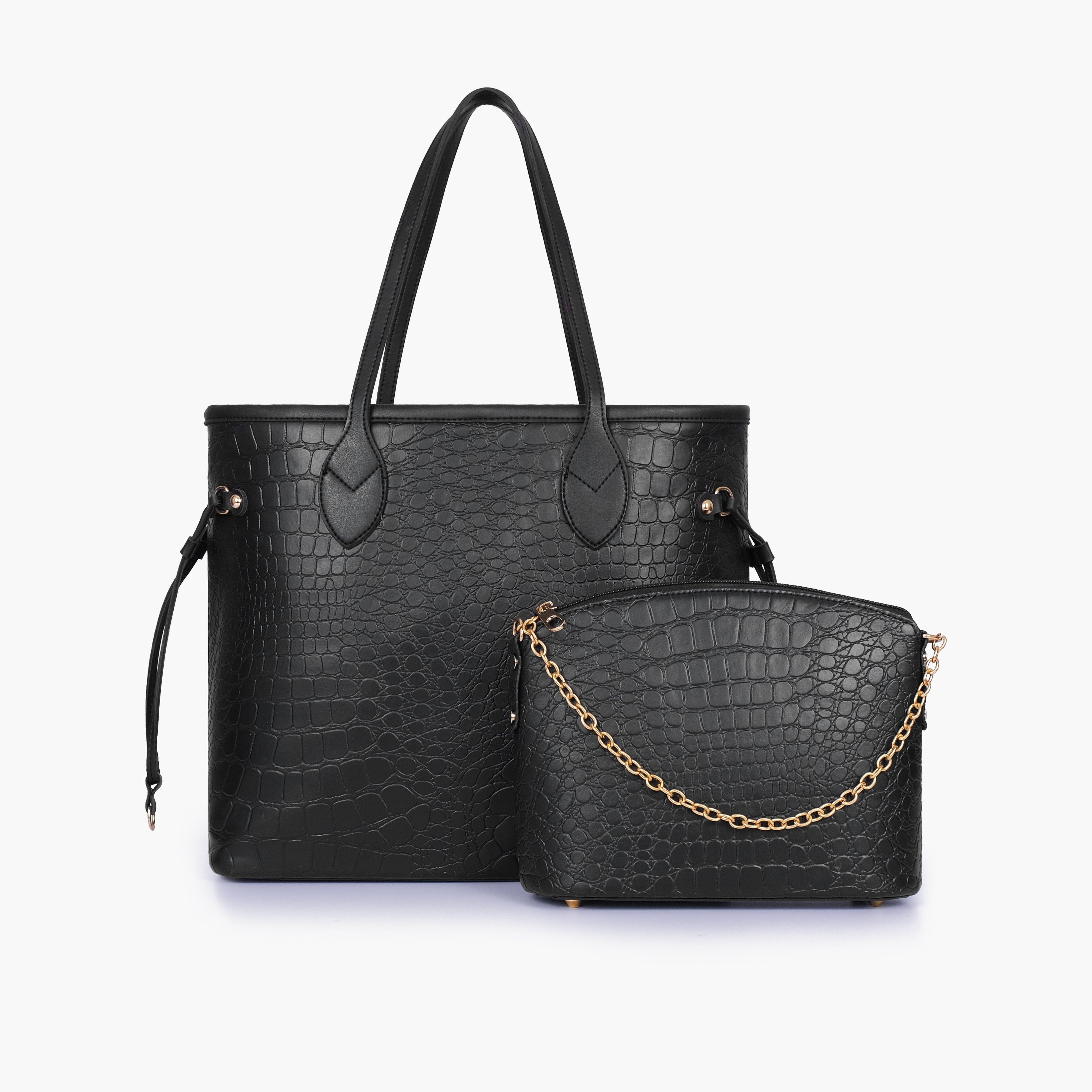 Black crocodile neverfull two piece set