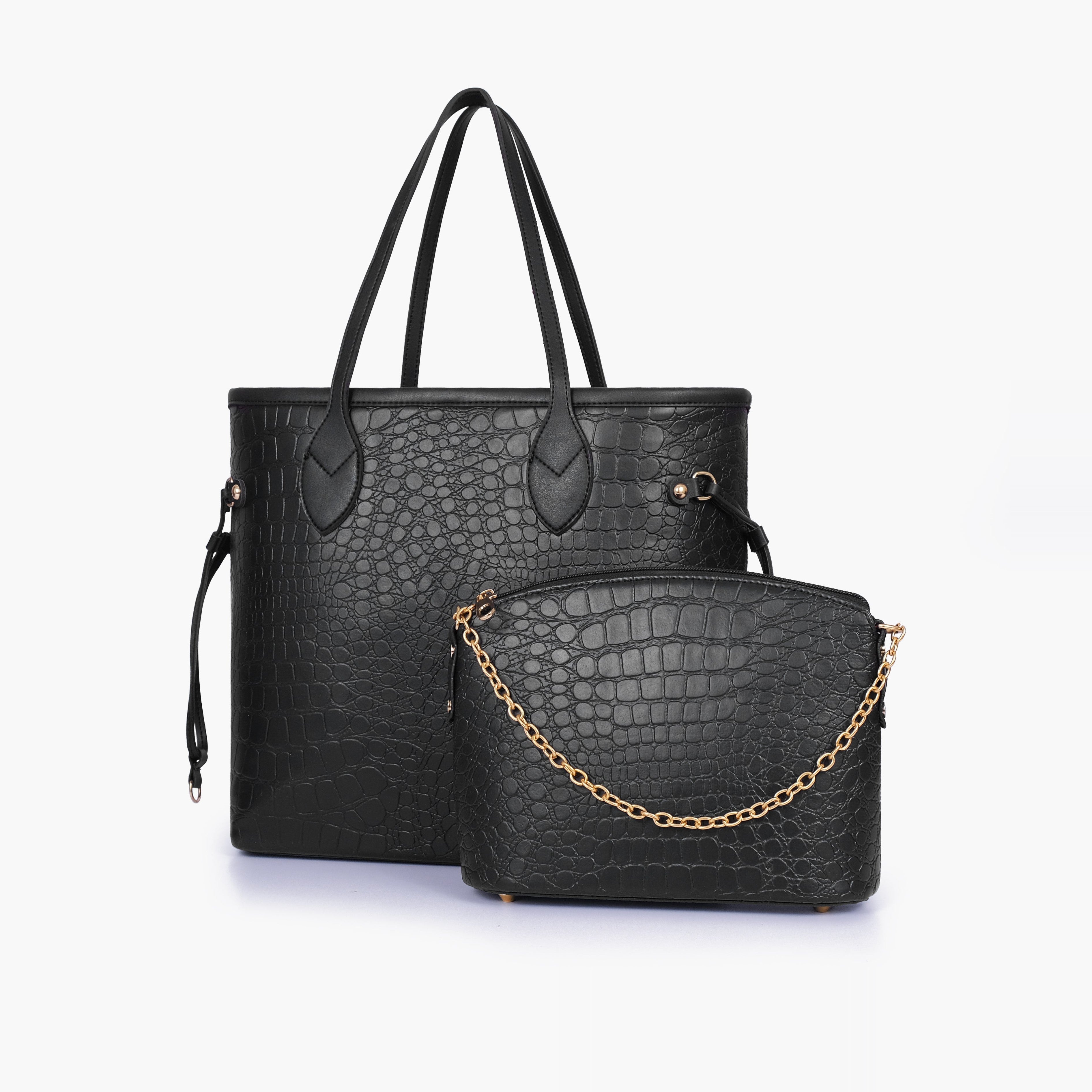 Black crocodile neverfull two piece set