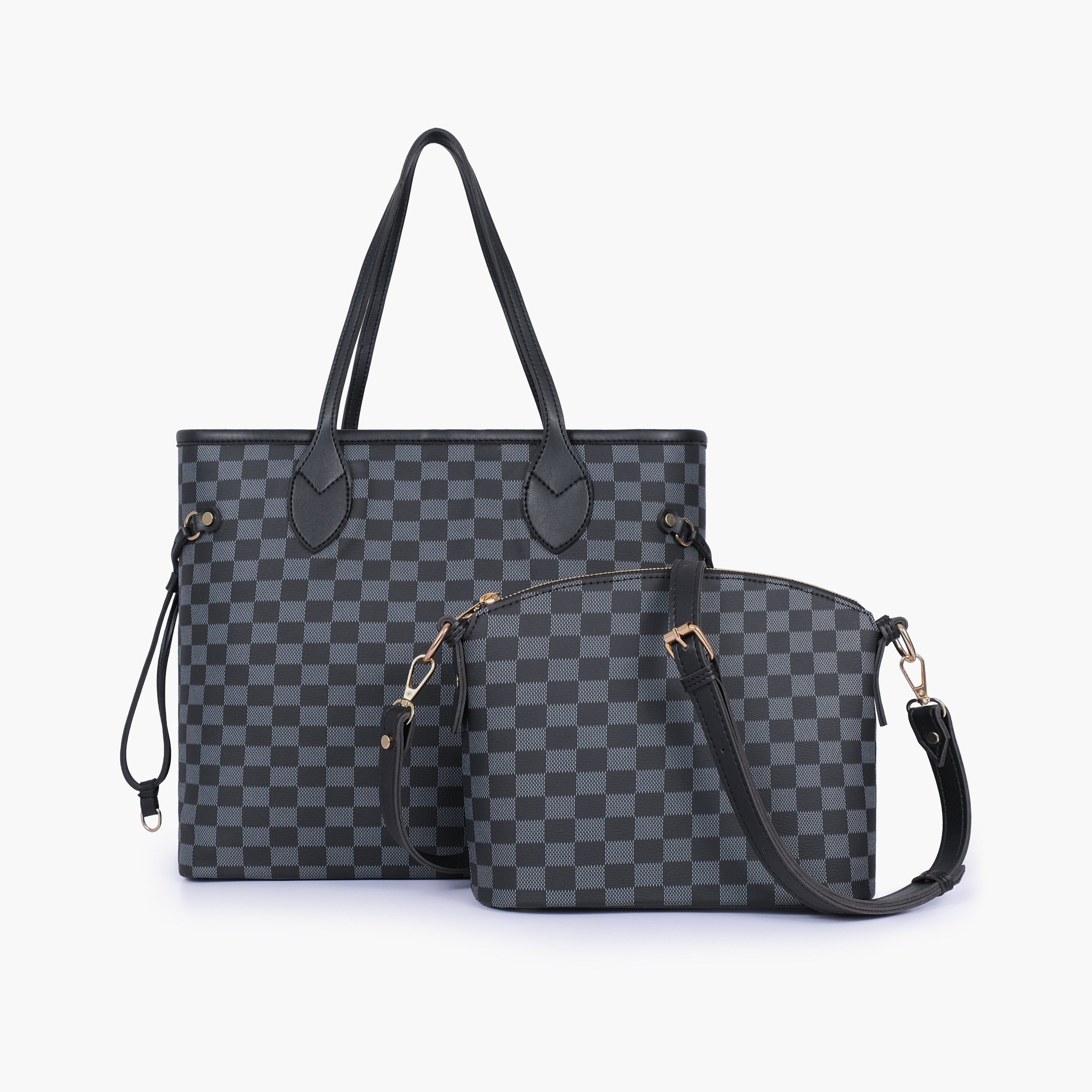 Black checkered neverfull two piece set