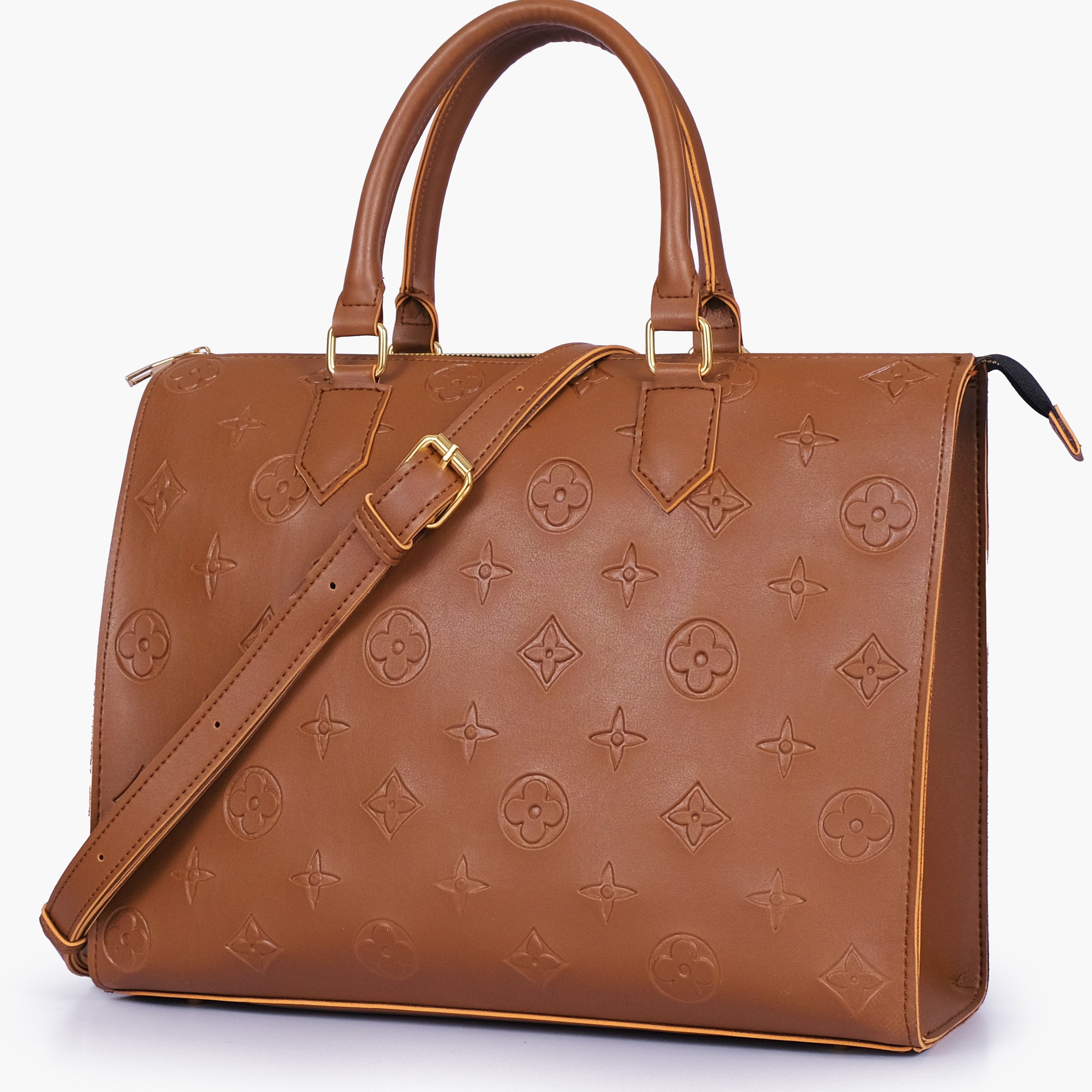 Brown on-the-go handbag