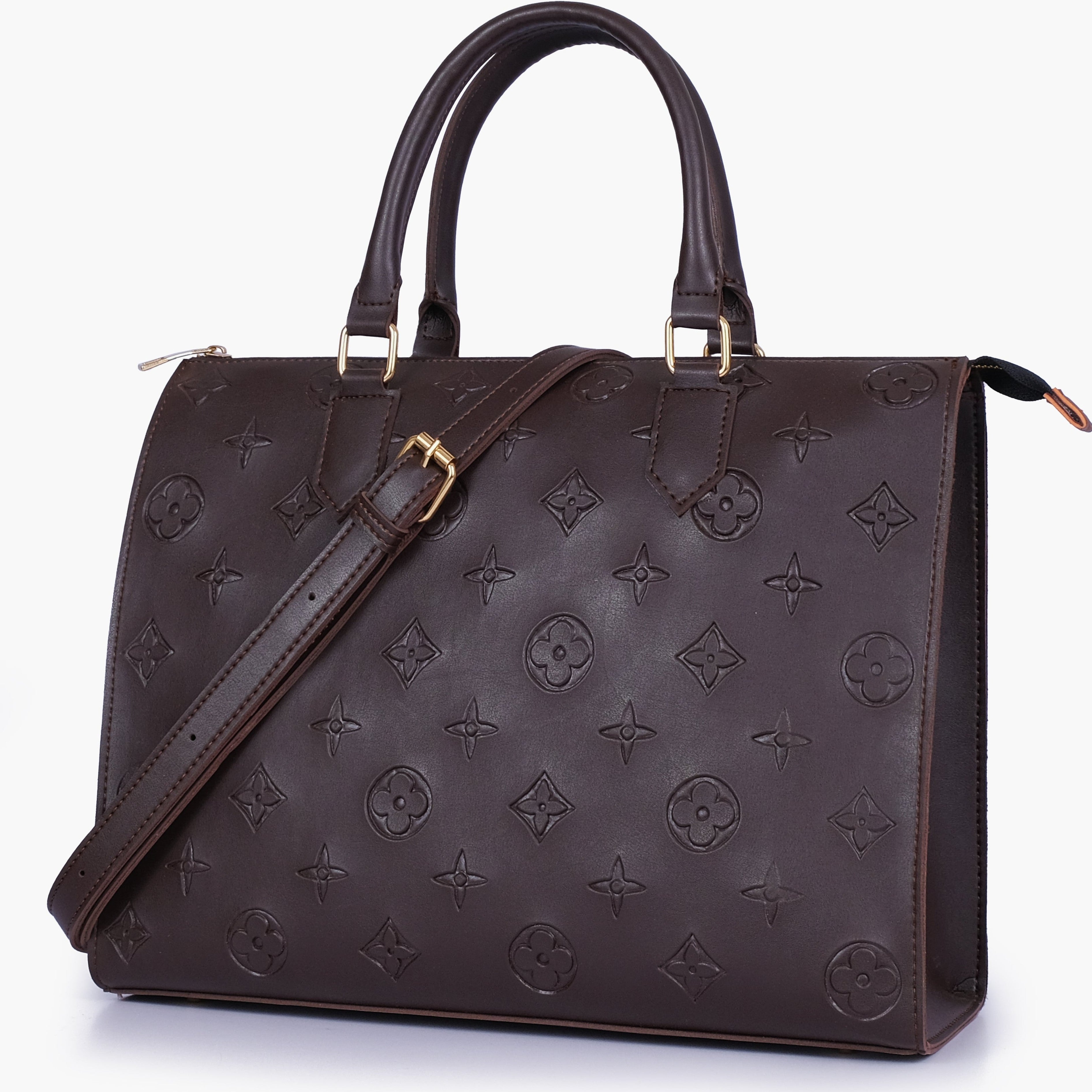 Dark brown on-the-go handbag