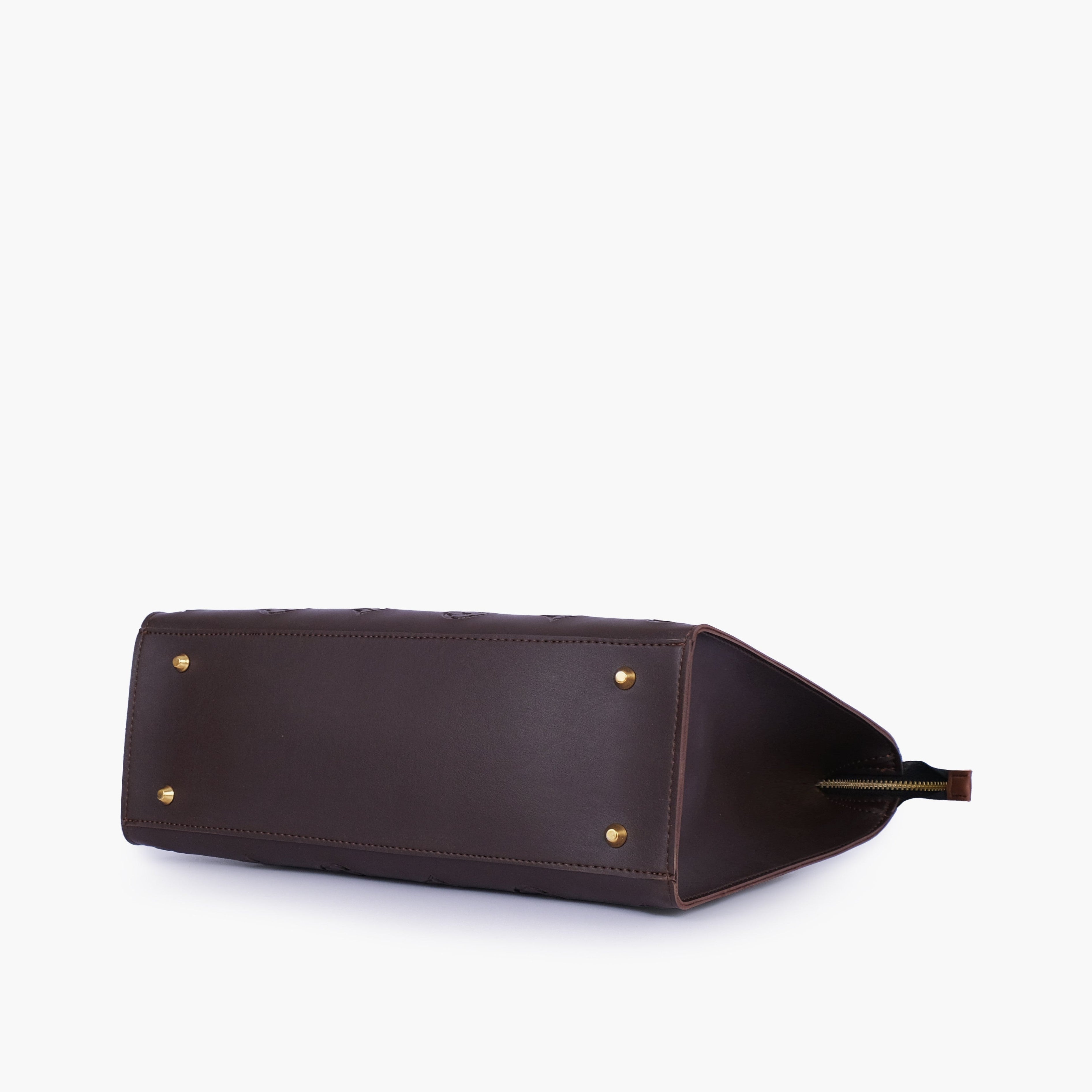 Dark brown on-the-go handbag