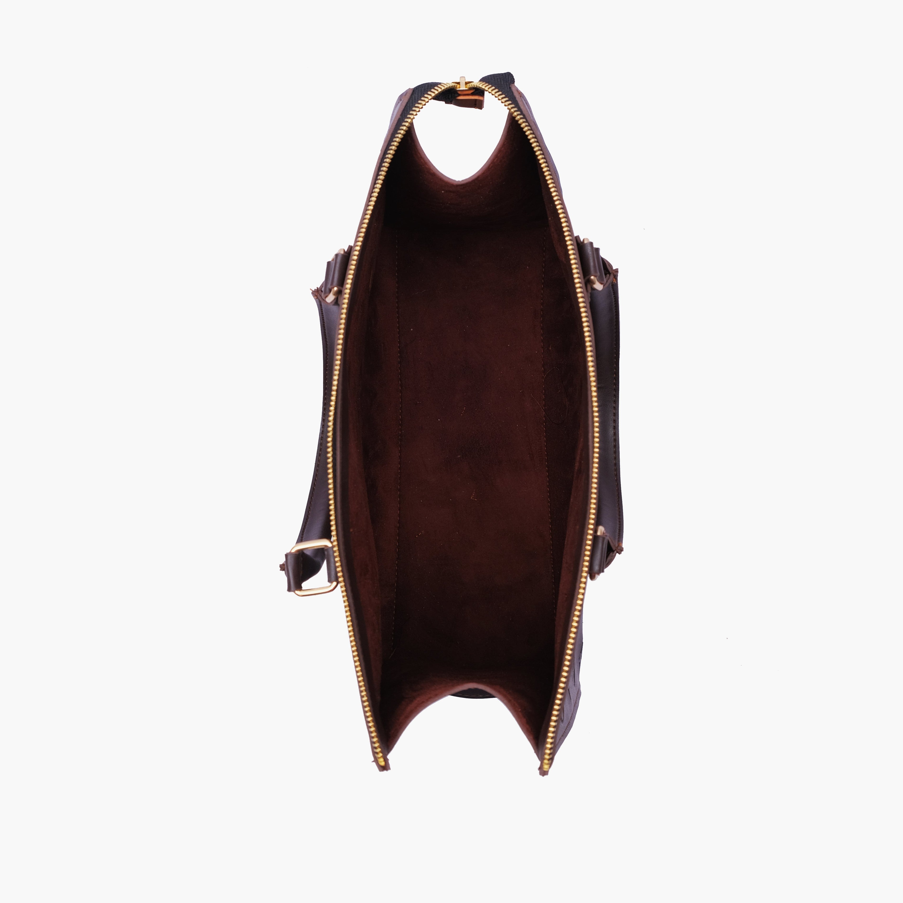 Dark brown on-the-go handbag