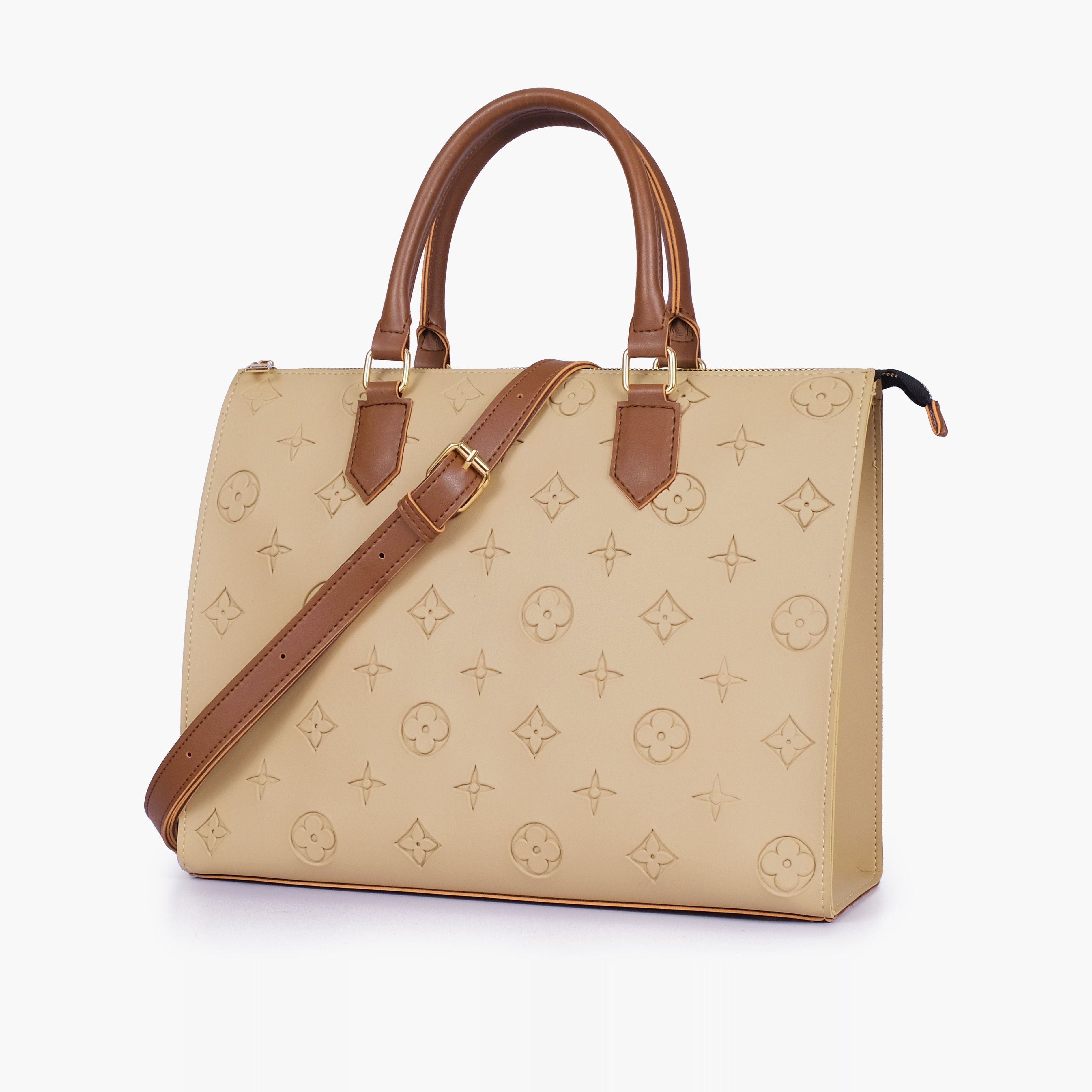Off-white and brown on-the-go handbag