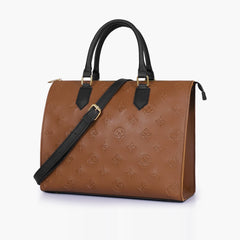 Brown and black on-the-go handbag