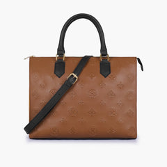 Brown and black on-the-go handbag