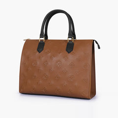 Brown and black on-the-go handbag