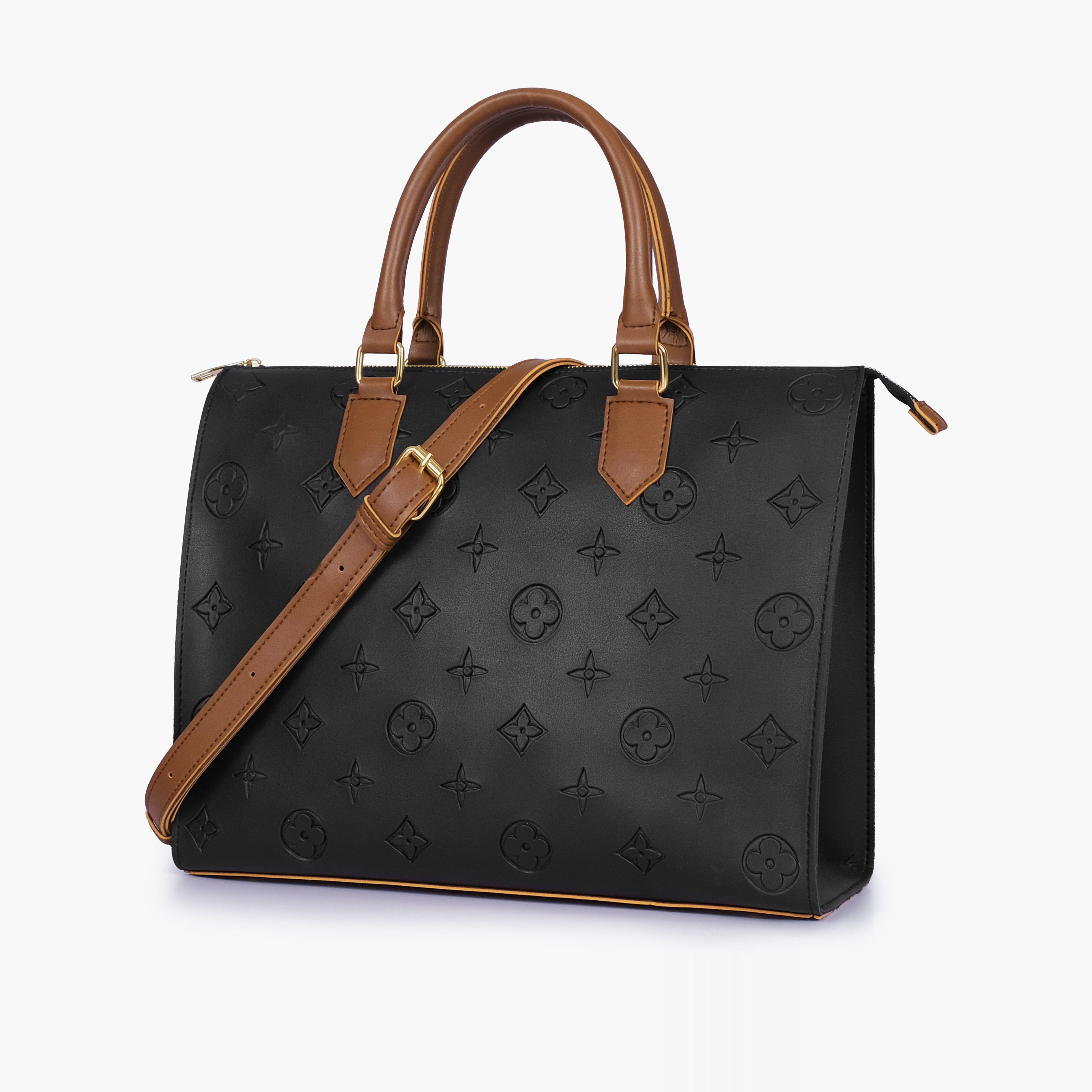 Black and brown on-the-go handbag