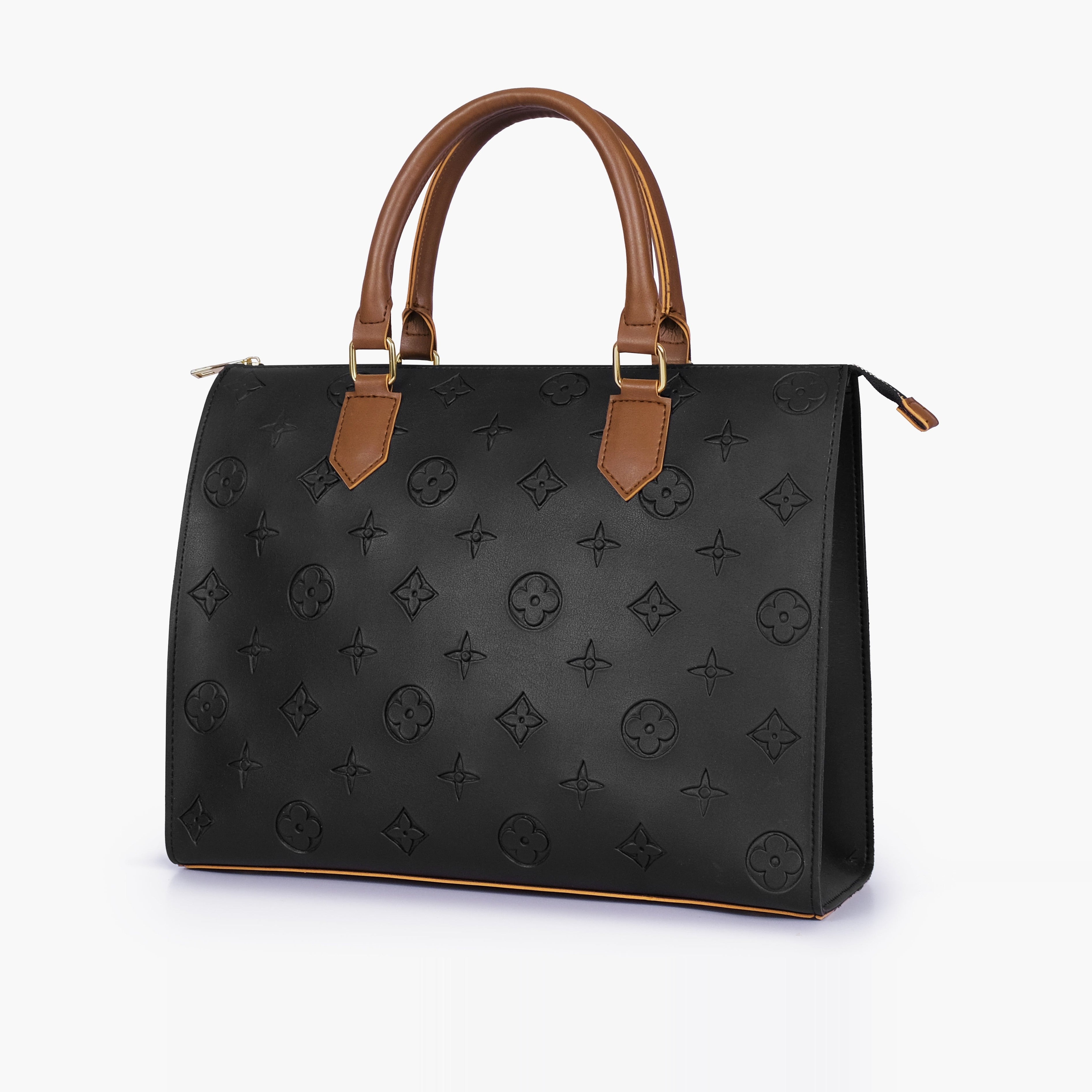 Black and brown on-the-go handbag