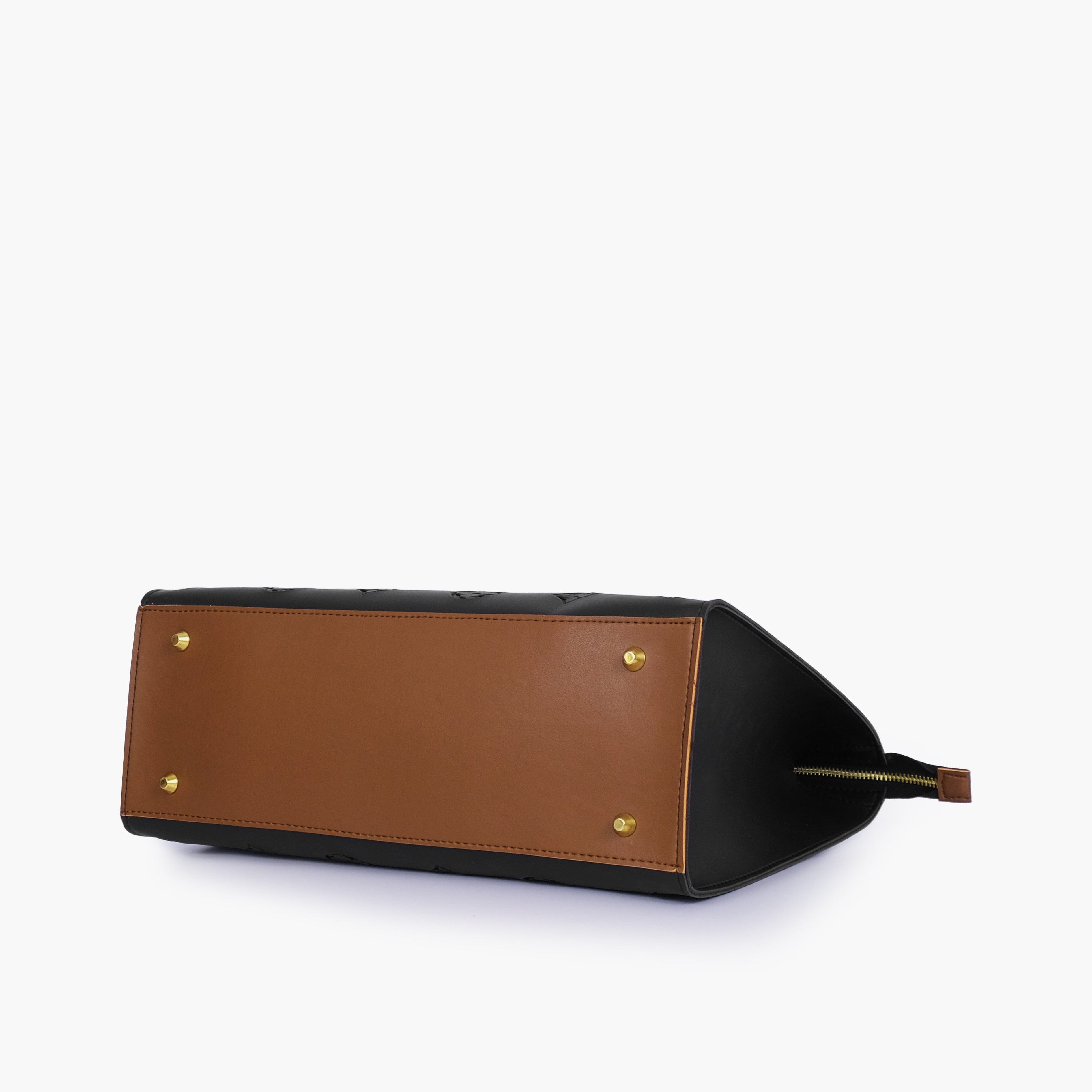 Black and brown on-the-go handbag