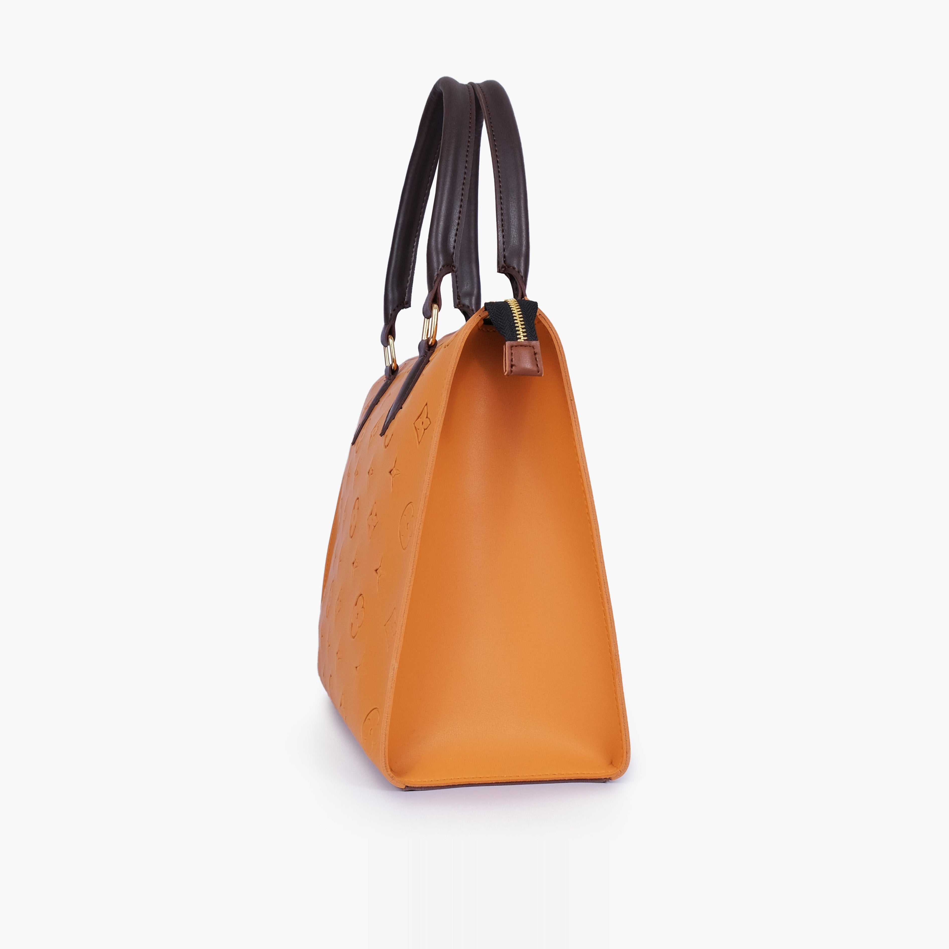 Mustard and dark brown on-the-go handbag