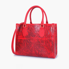 Red on-the-go crocodile handbag