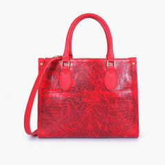 Red on-the-go crocodile handbag