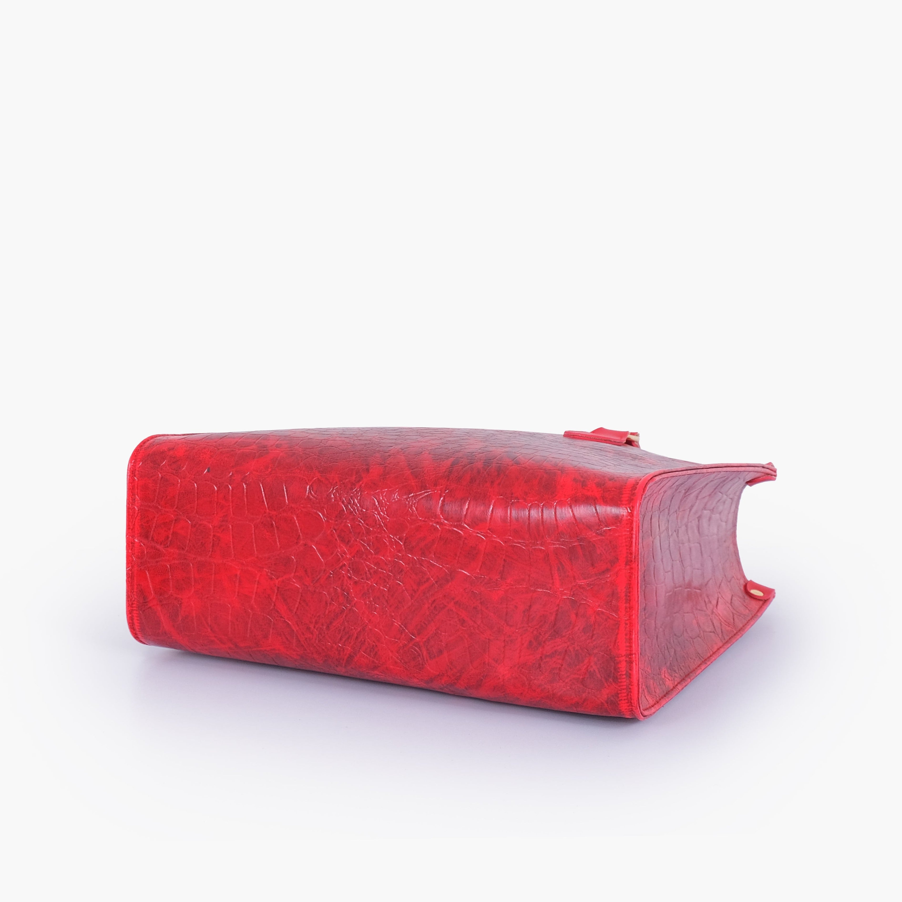 Red on-the-go crocodile handbag