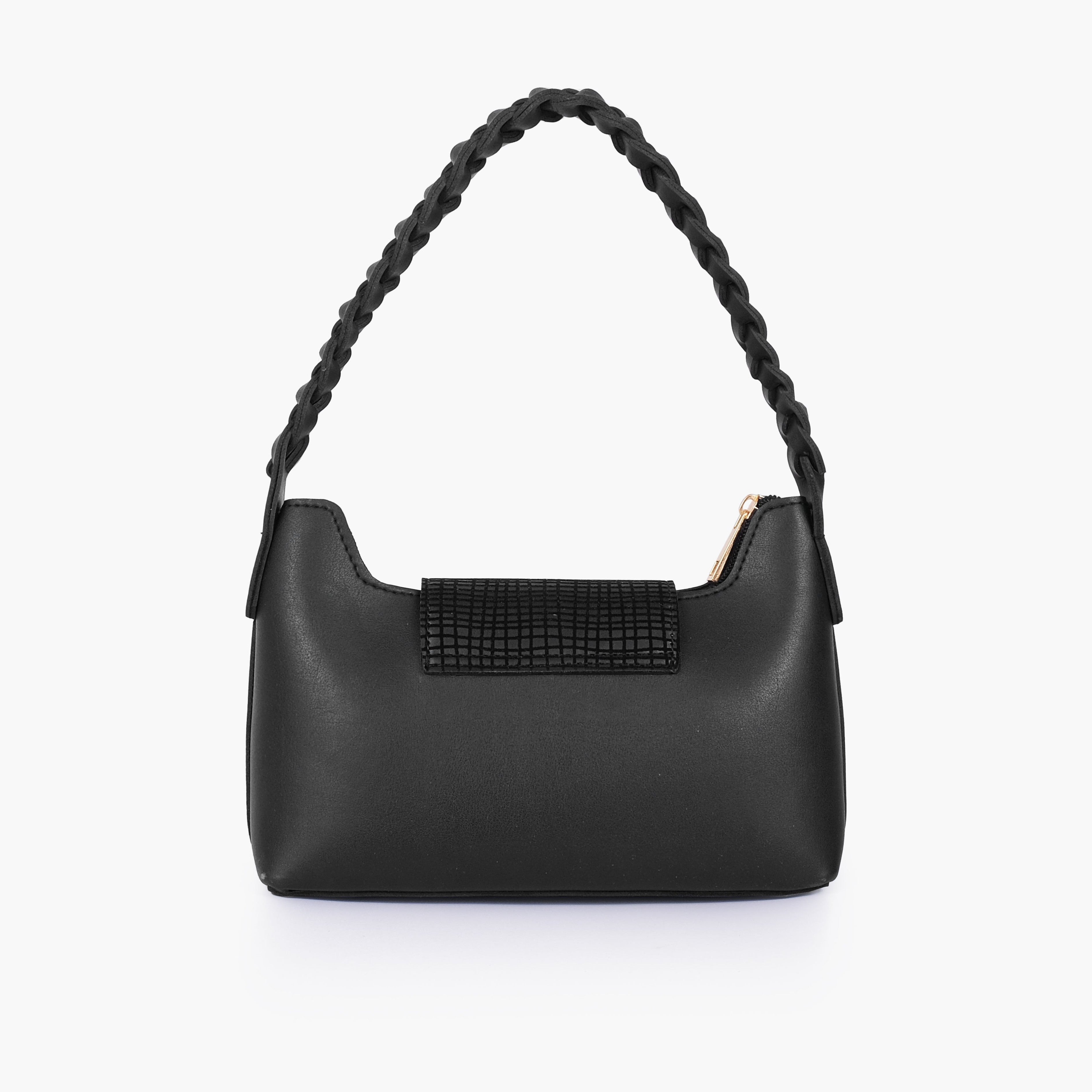 Black purse with braided strap