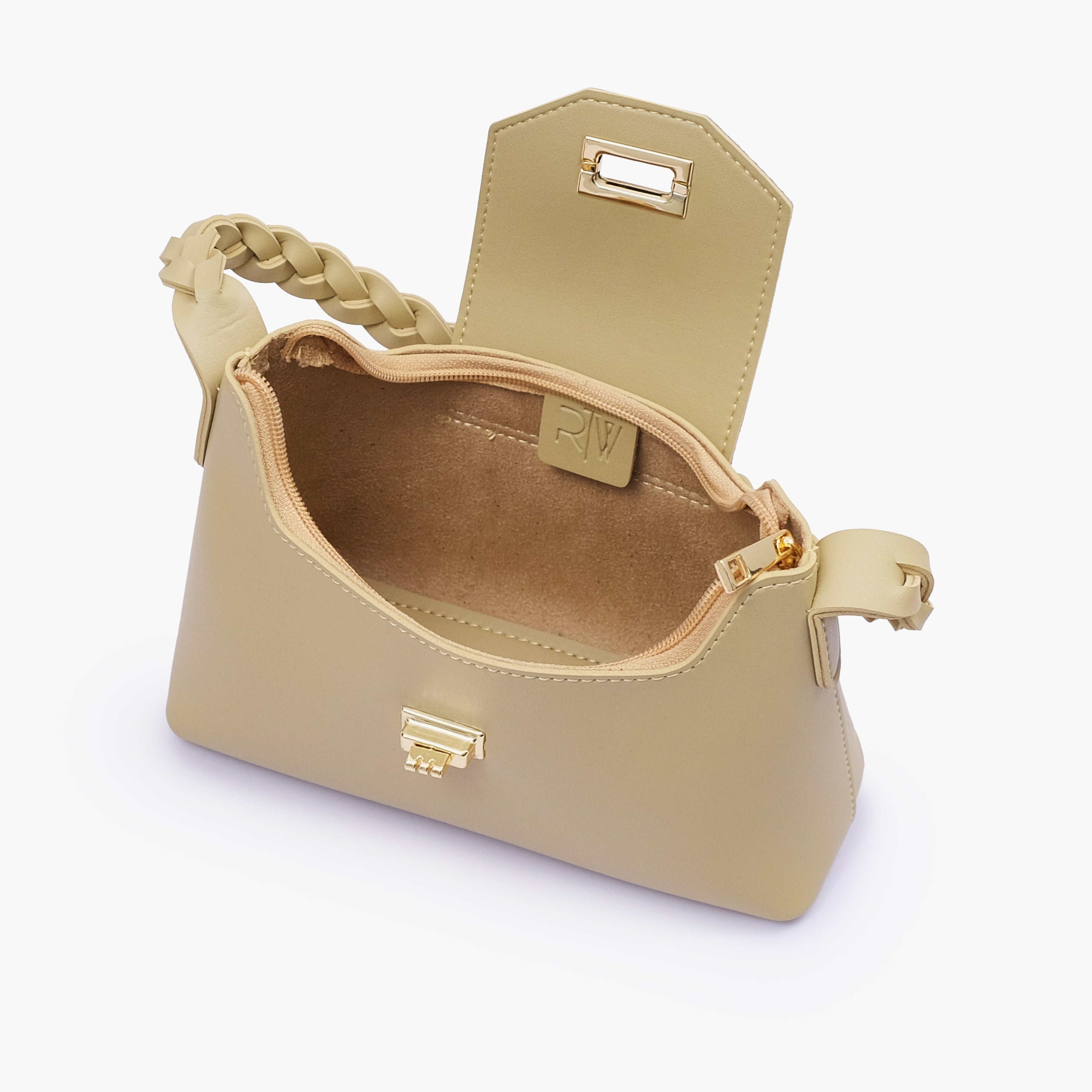 Off-white purse with braided strap