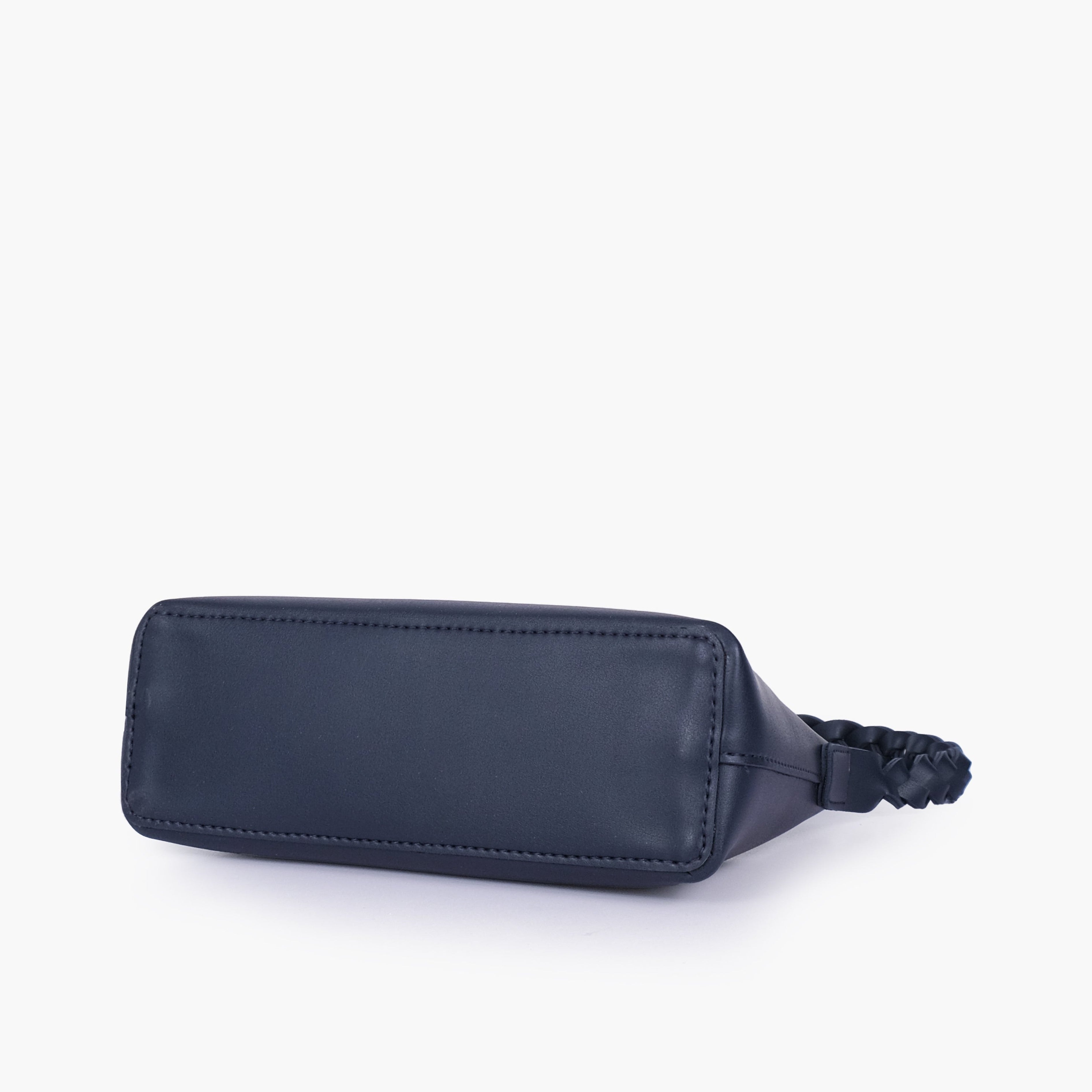 Blue purse with braided strap