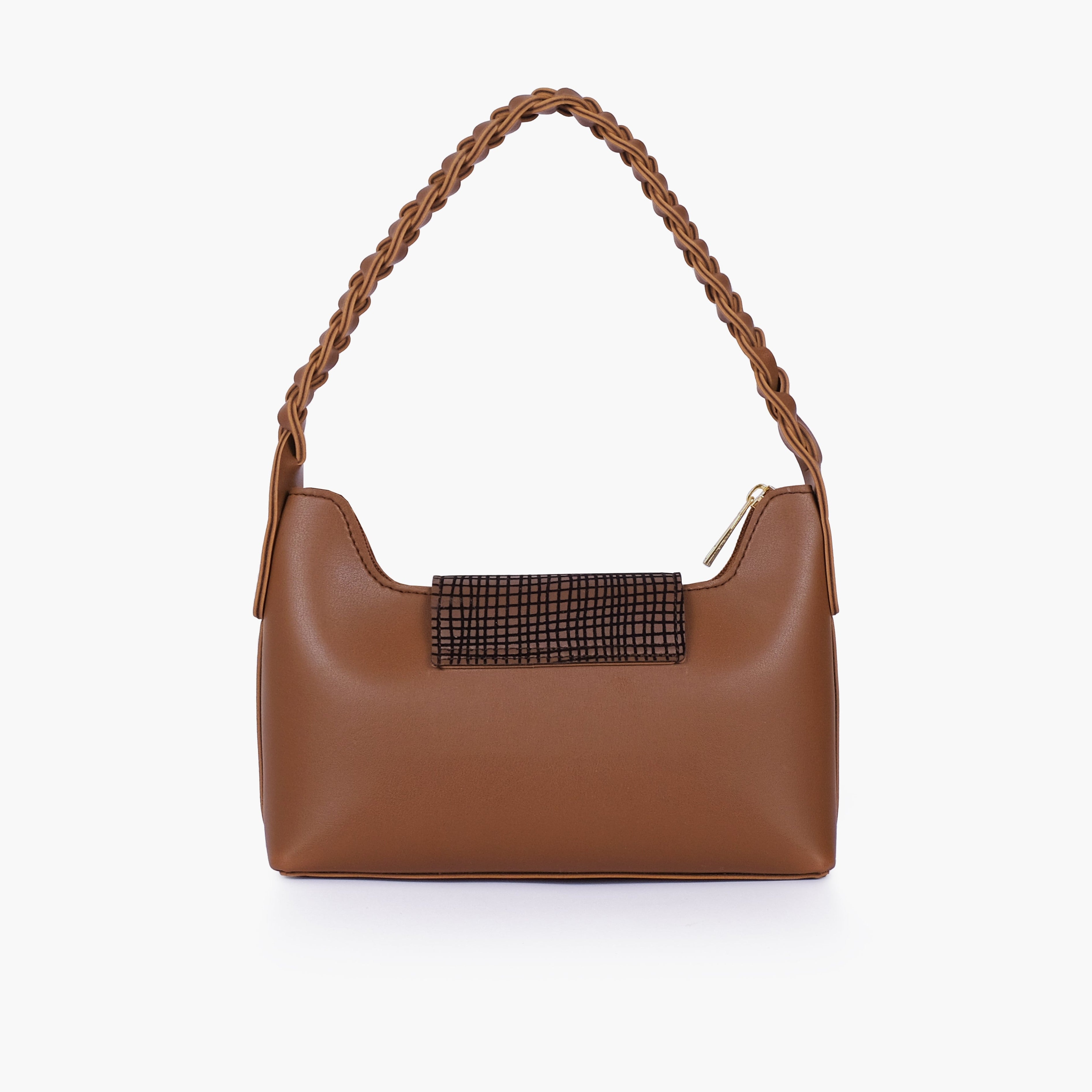Brown purse with braided strap